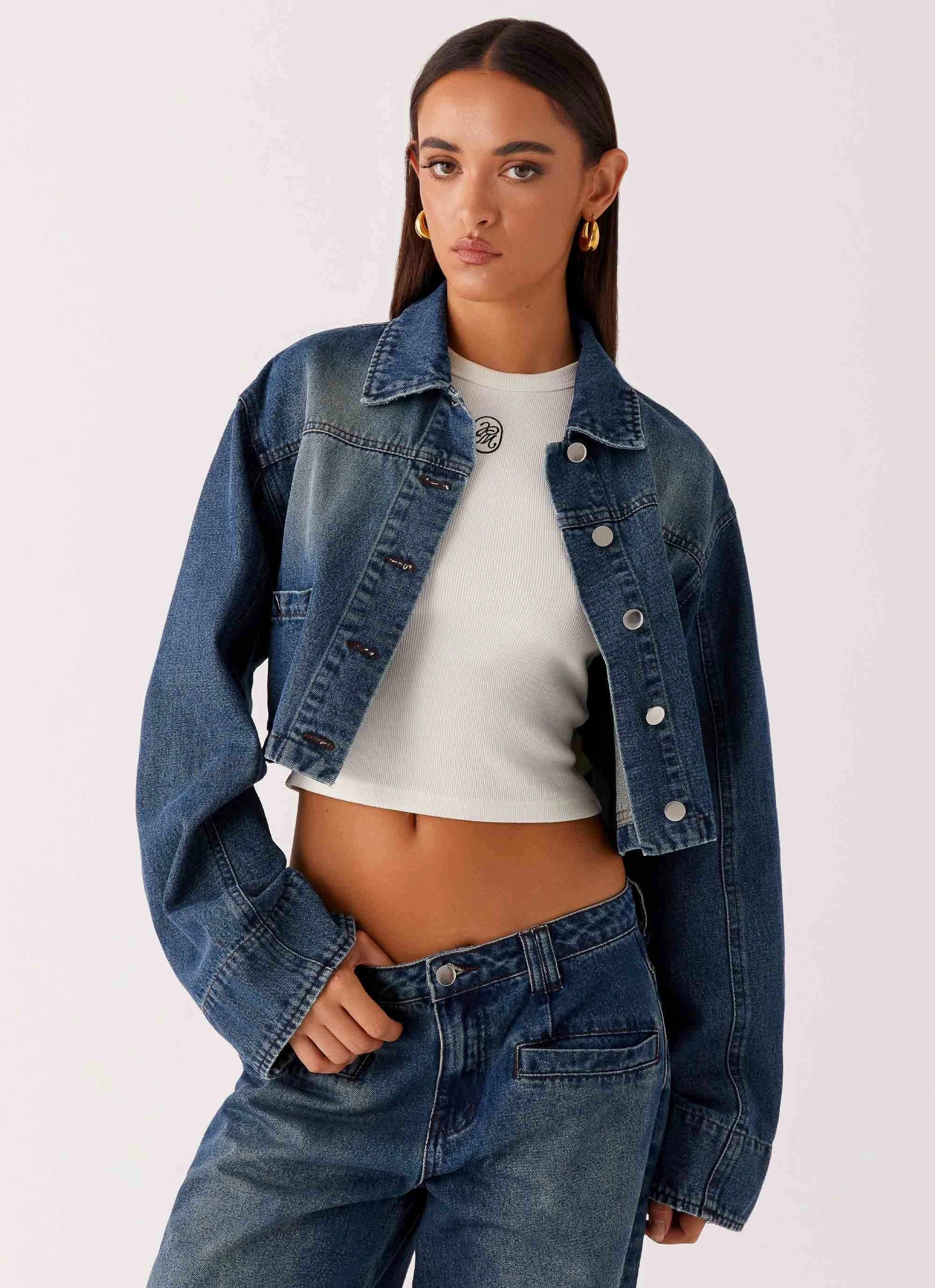 Ethical Manufacturing Heat Sealed Zippers Joan Cropped Denim Jacket - Indigo