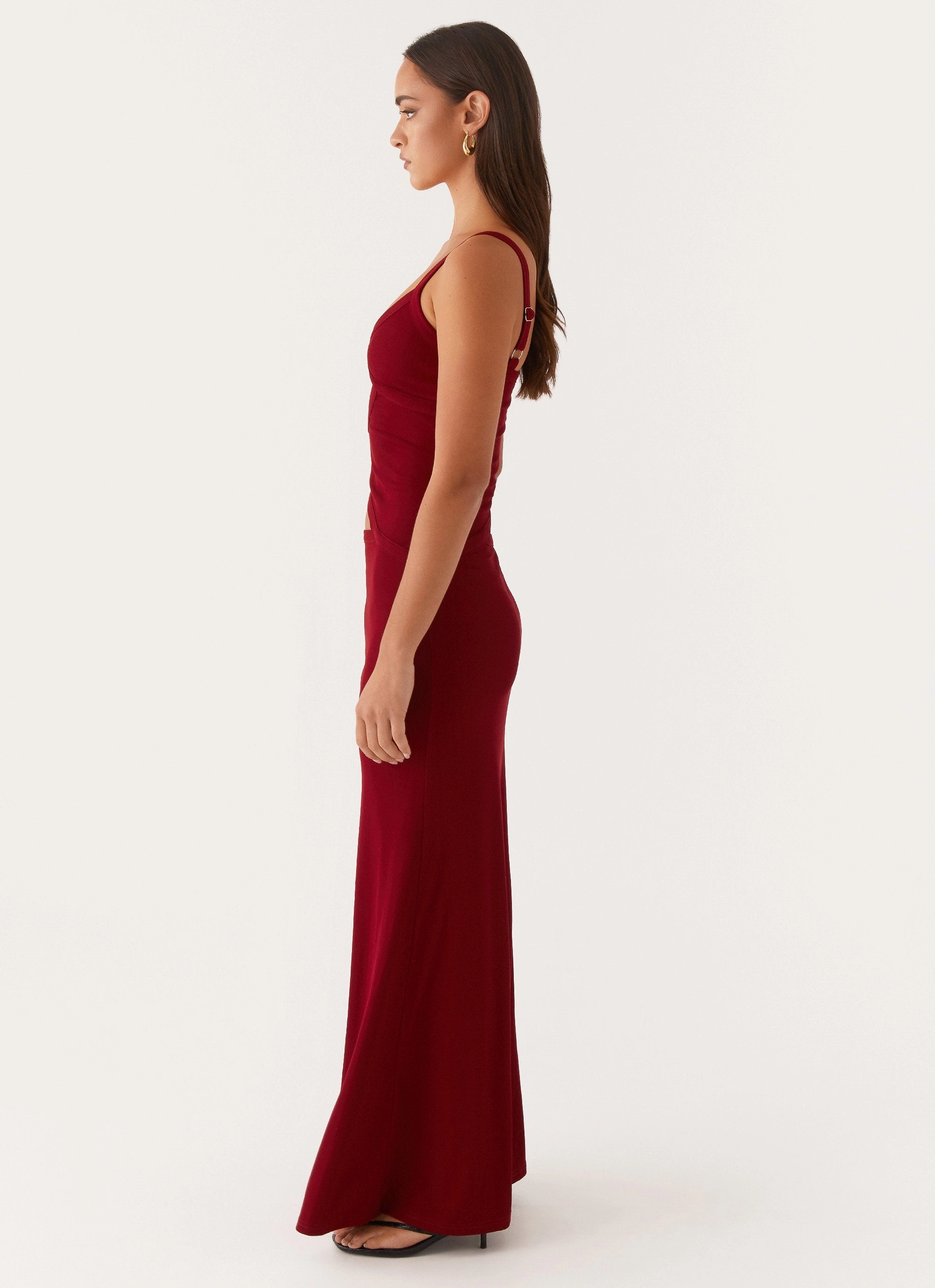 Jocelyn Maxi Dress - Maroon Smart Fabric Airy Movement