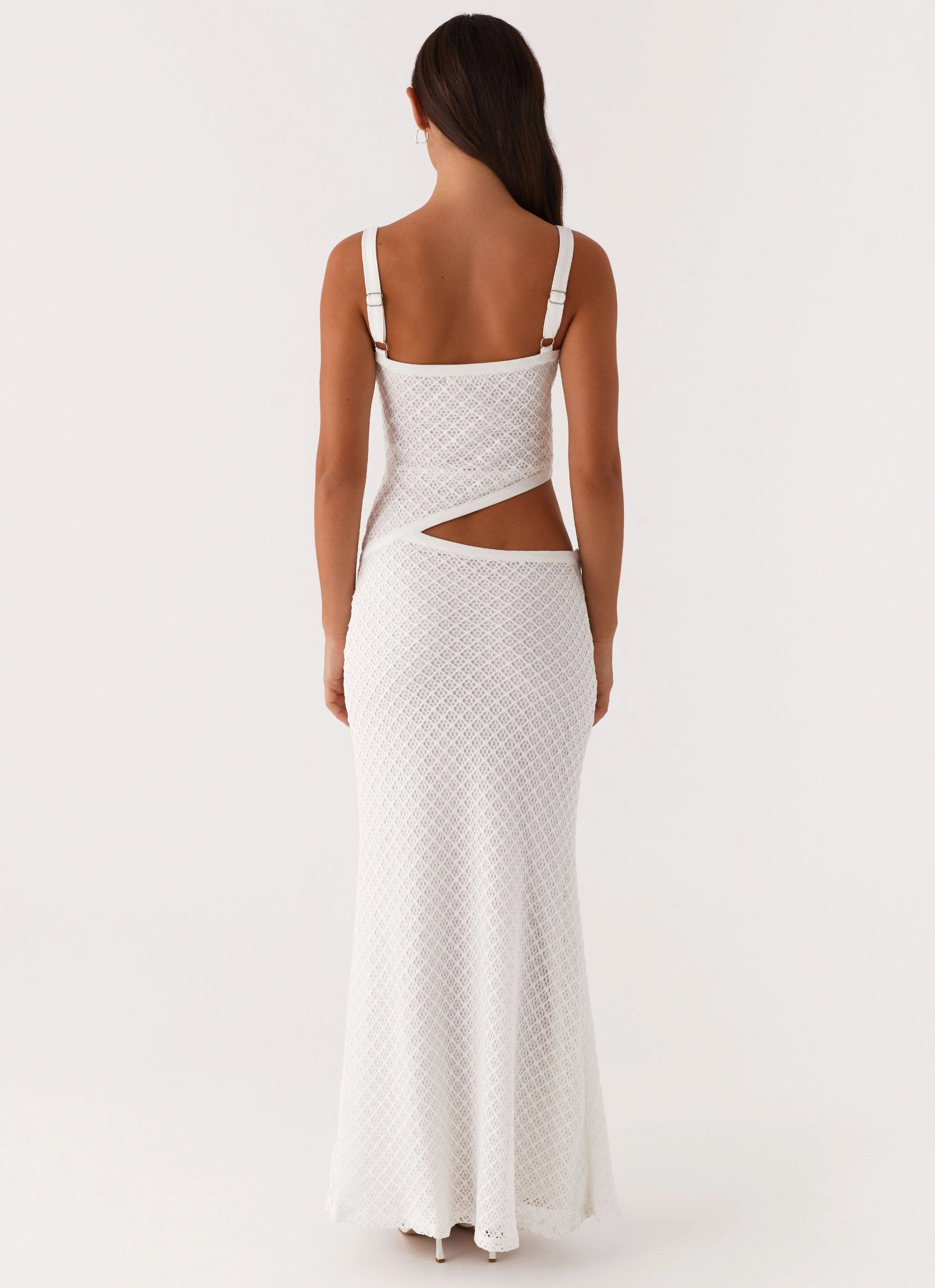Jocelyn Maxi Dress - White Crochet spring outfit Flattering Silhouette