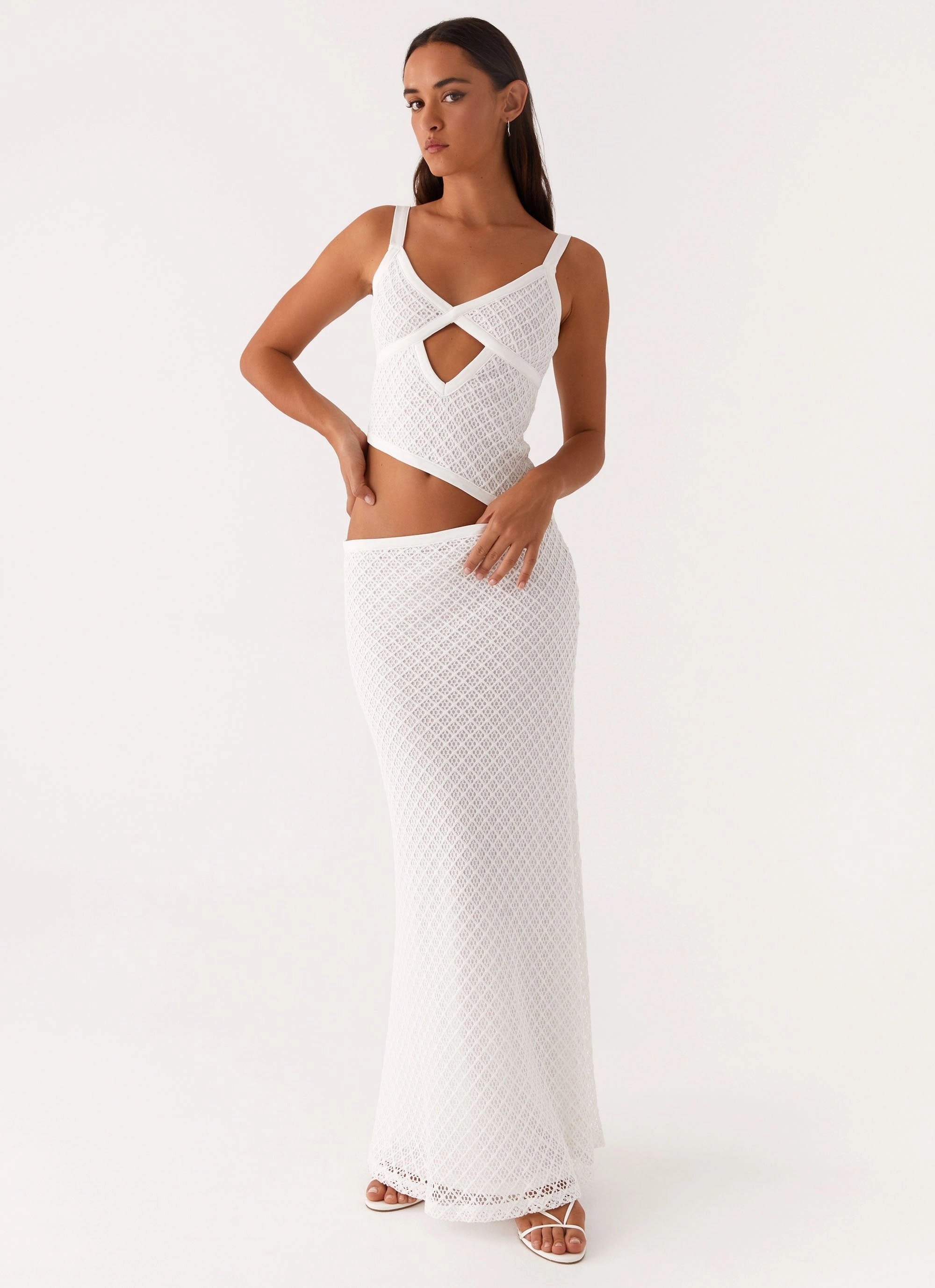 Elegant Everyday Jocelyn Maxi Dress - White Crochet