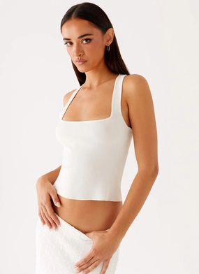 Basic Sweatshirt Johanna Knit Top - White