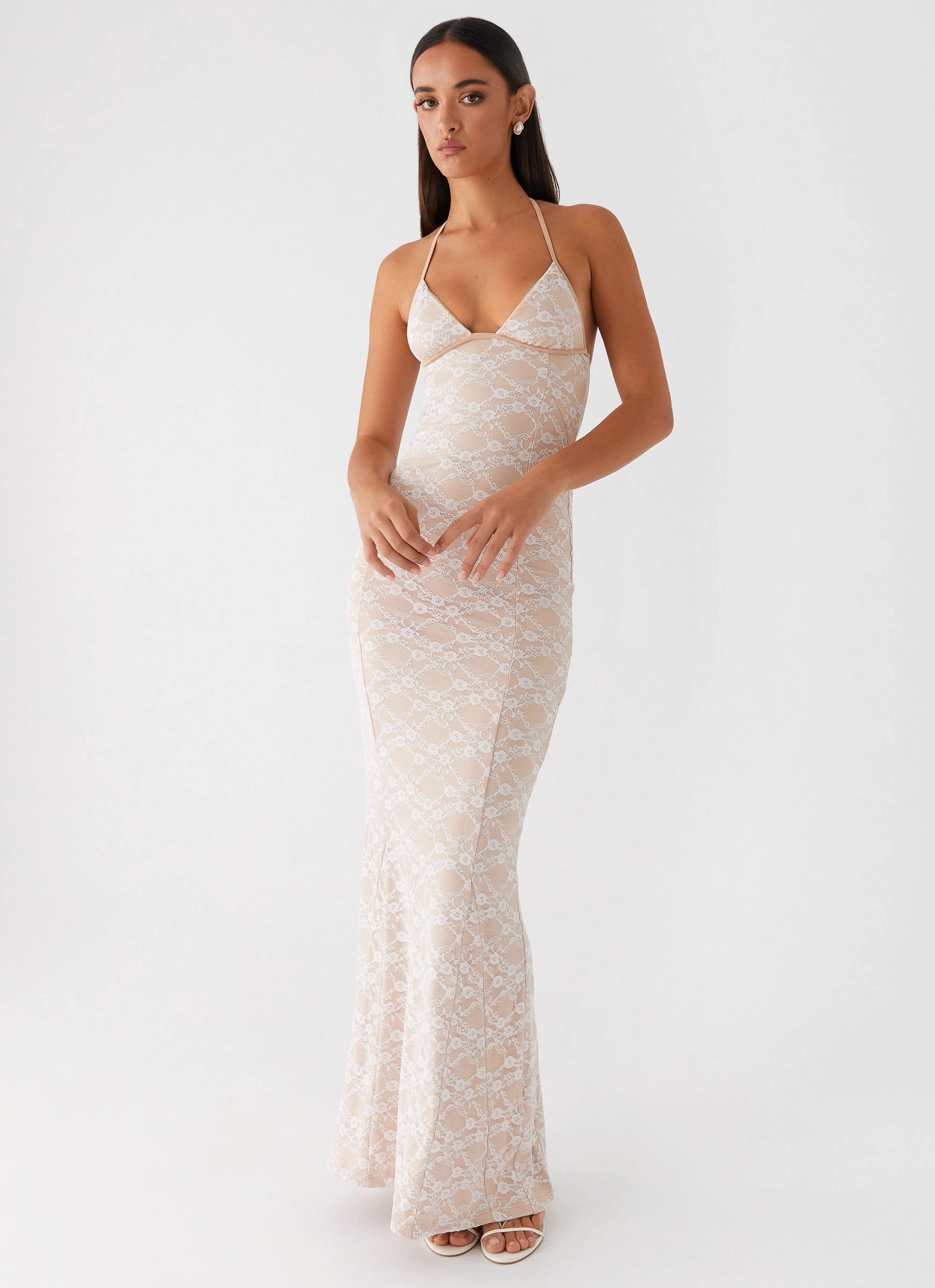Dreamy Texture Jolina Lace Maxi Dress - White