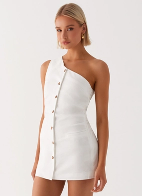 Light Fabric Jordy Linen Mini Dress - White