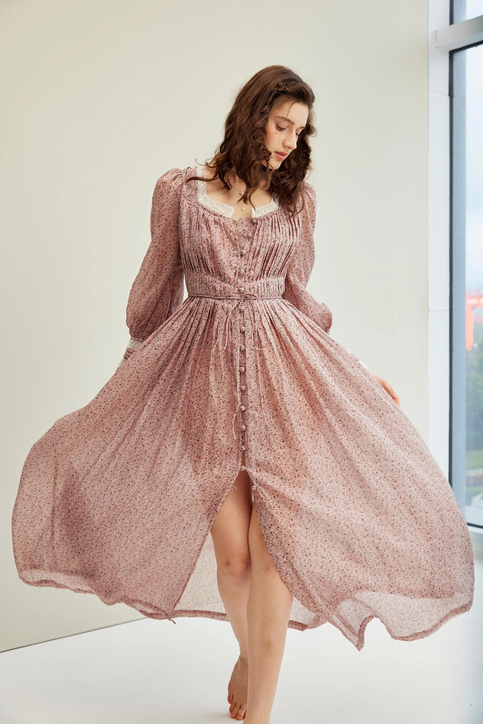 Josefina 19 | Dreamy Pleated Linen Dress Gown Performance Gear Quick drying material