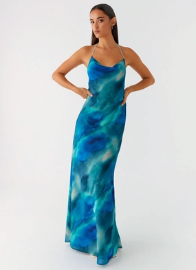 Journey Maxi Dress - Blue Tie Dye Comfy Style Lounge Ready