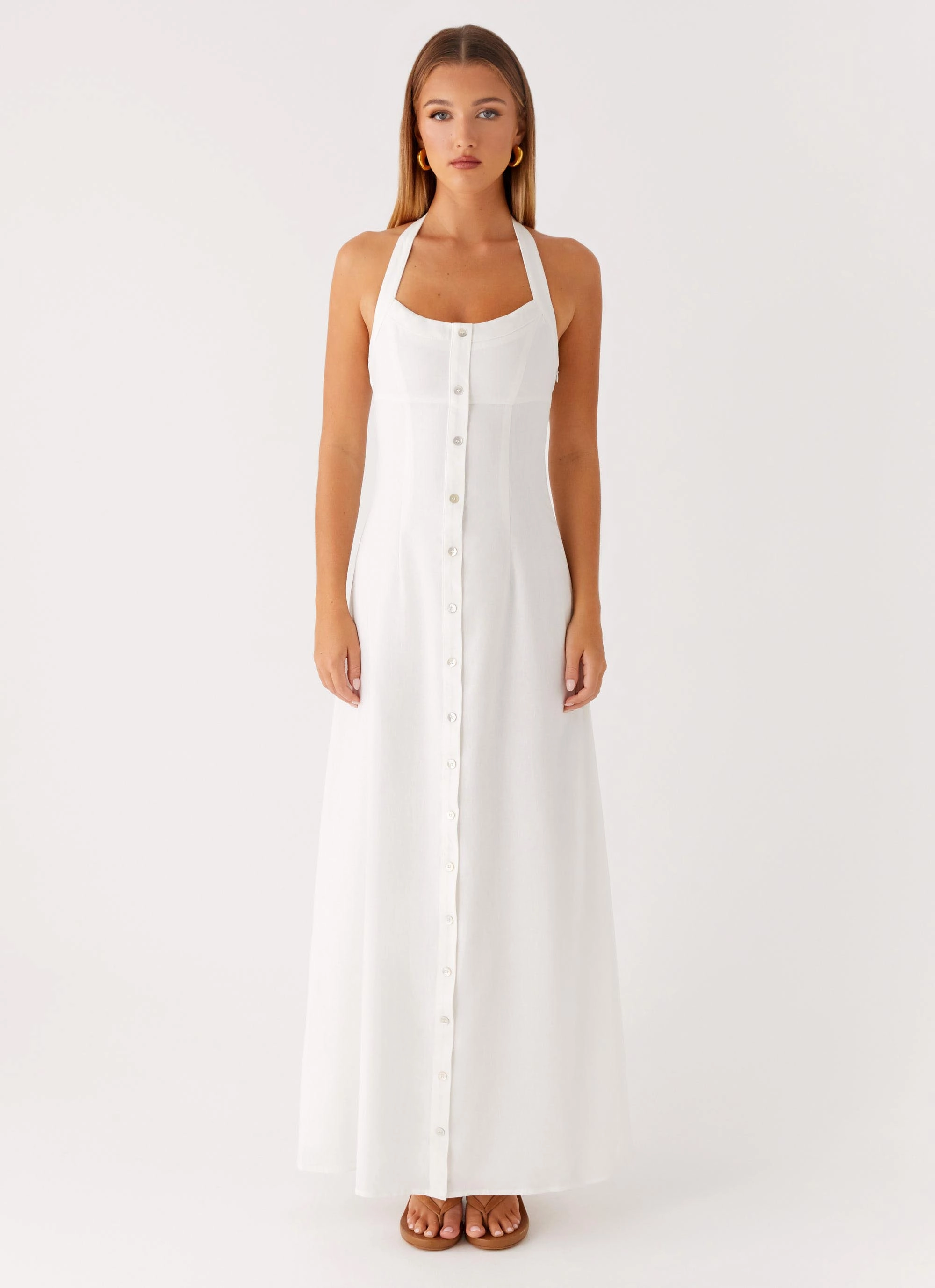 Jovanni Maxi Dress - White Light Wrap Lightweight Layer