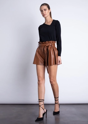 Juana Vegan Leather Shorts - Intense Rust FlexibleMobility