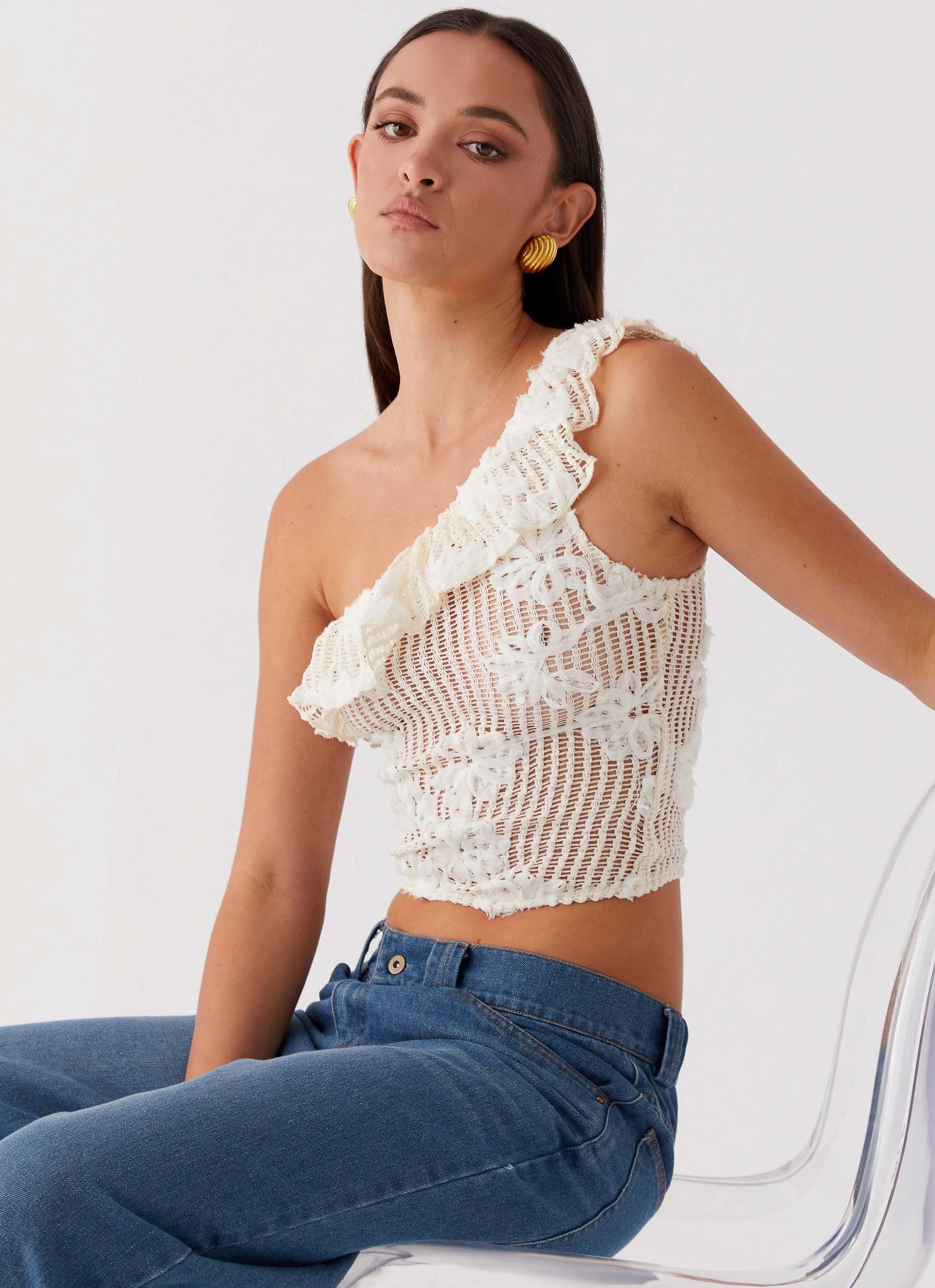 Juilette One Shoulder Top - Ivory TaglessDesign