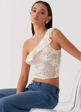 Juilette One Shoulder Top - Ivory TaglessDesign