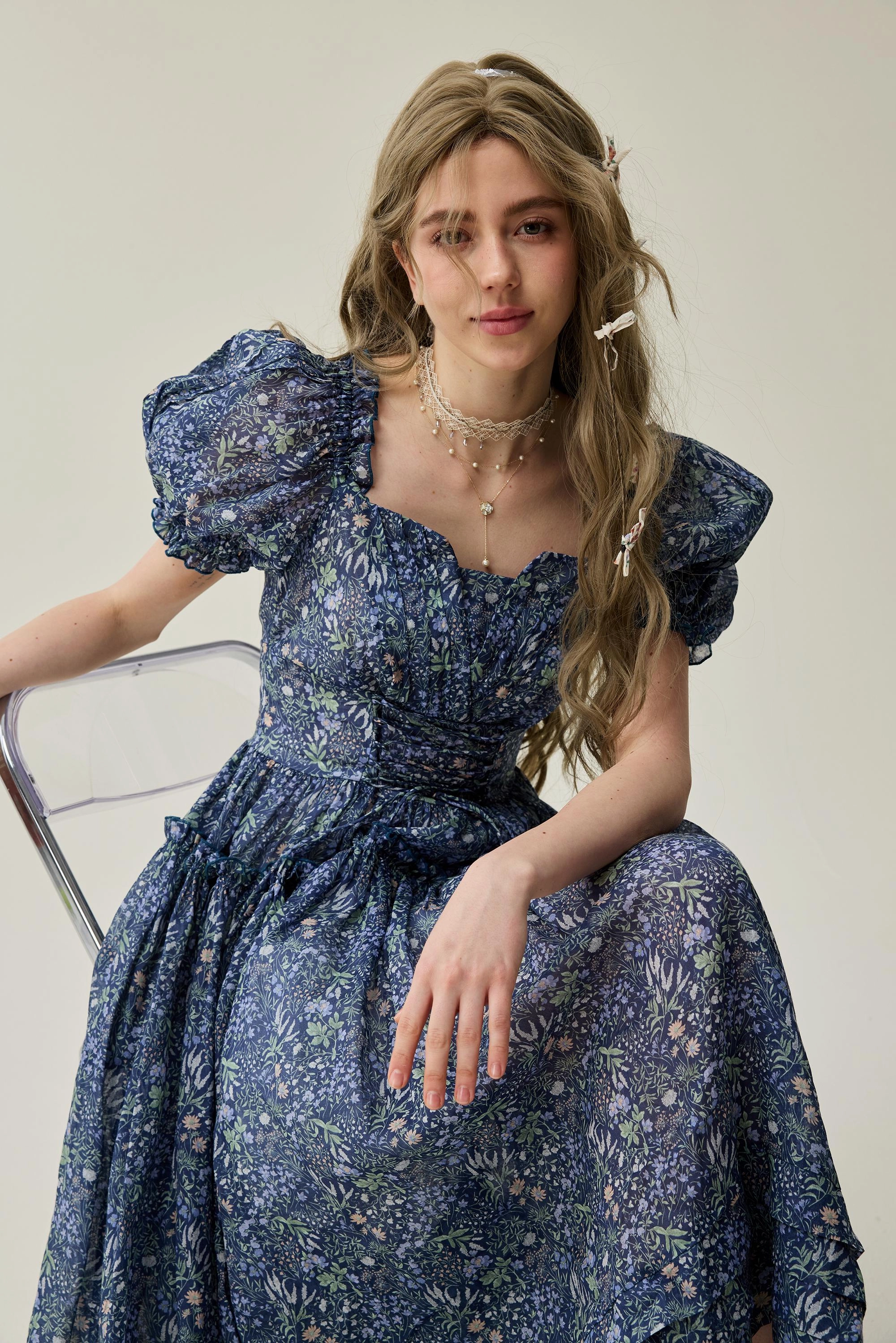 Julia 35 | Floral linen dress Tight Fit