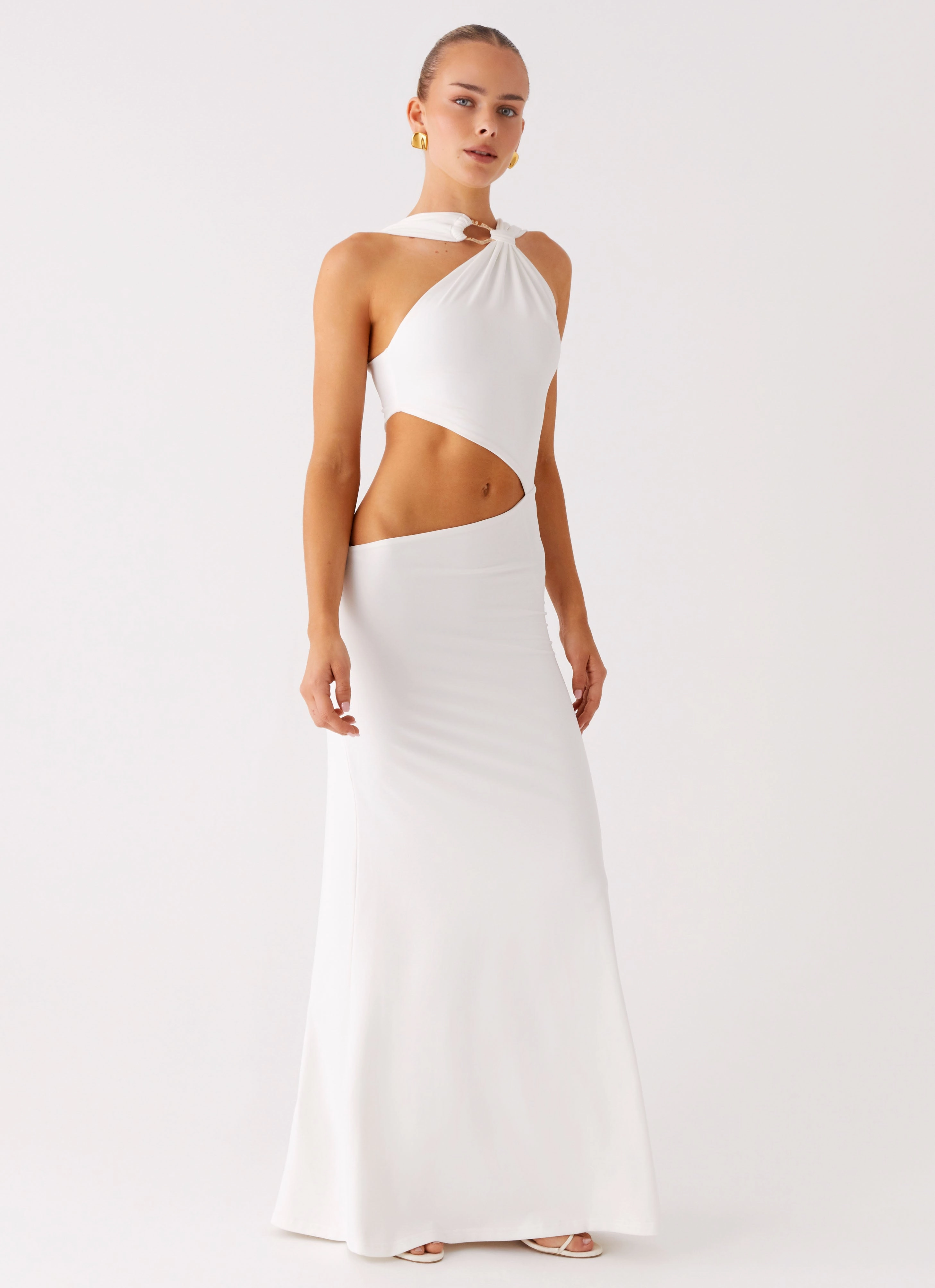 Daywear Comfort Perfect For Any Occasion Juliander Knot Maxi Dress - White