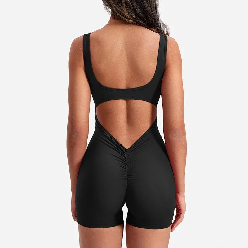 Jumpsuit Women's Shoulder Straps Exposed Back V Peach Hip Yoga jumpsuit