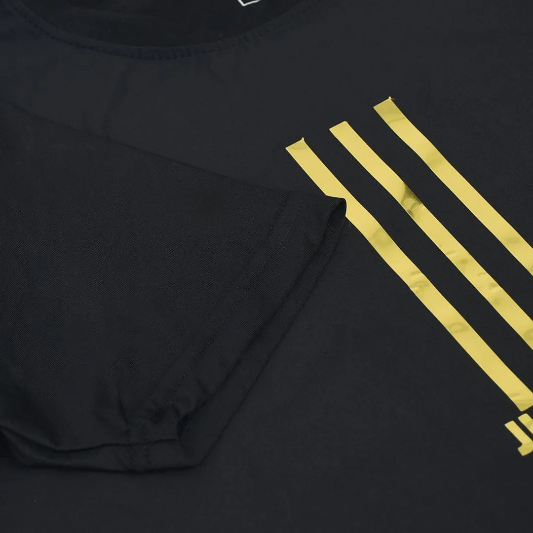 Jupiter High Gloss 3 Stripe 4 Way Stretch Compression Dry Fit Tee