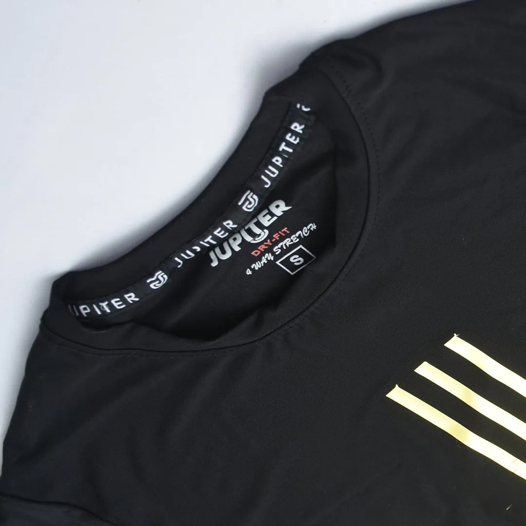 Jupiter High Gloss 3 Stripe 4 Way Stretch Compression Dry Fit Tee