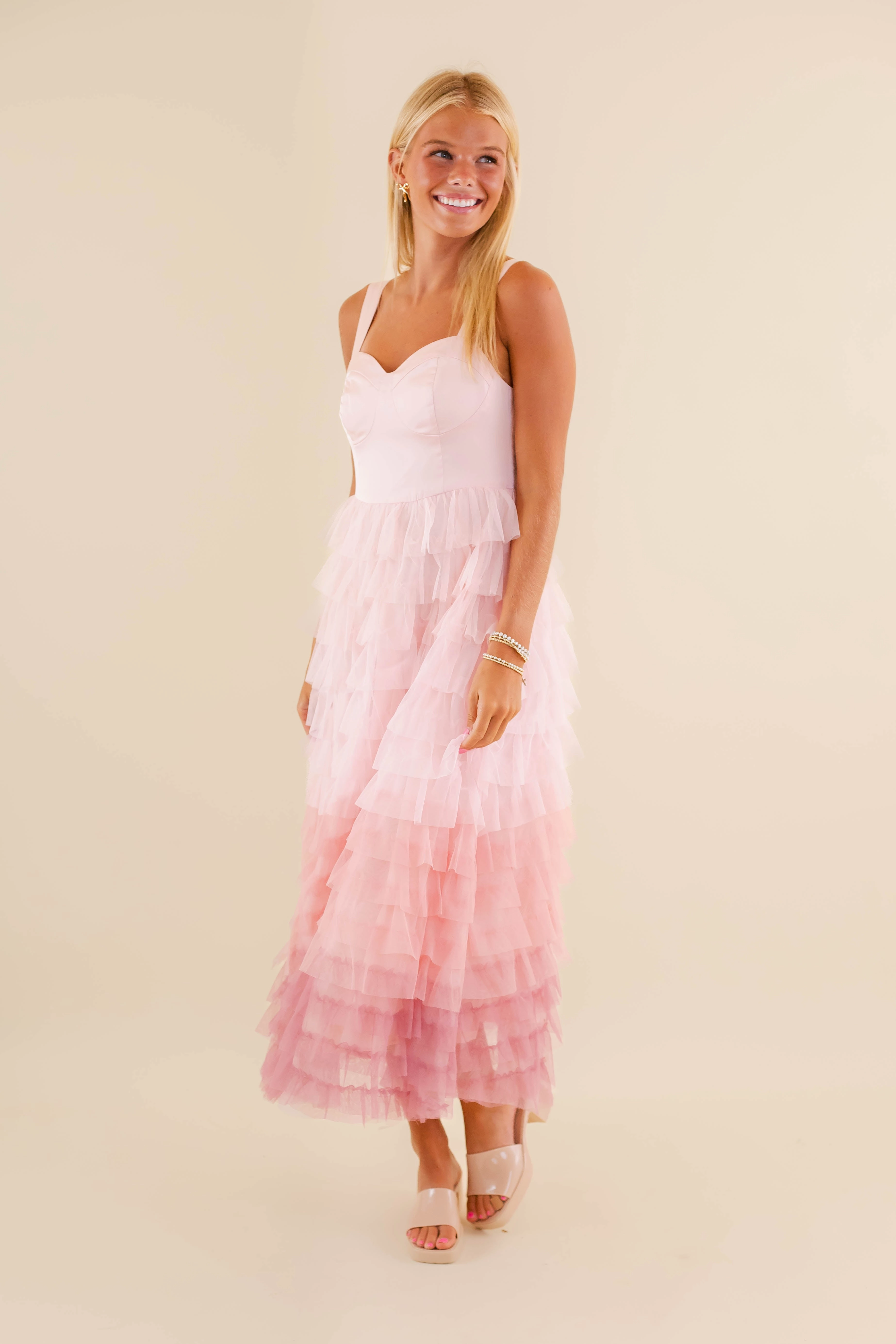 Just Like That Tulle Midi Dress Relaxed Waistband Casual Elegance