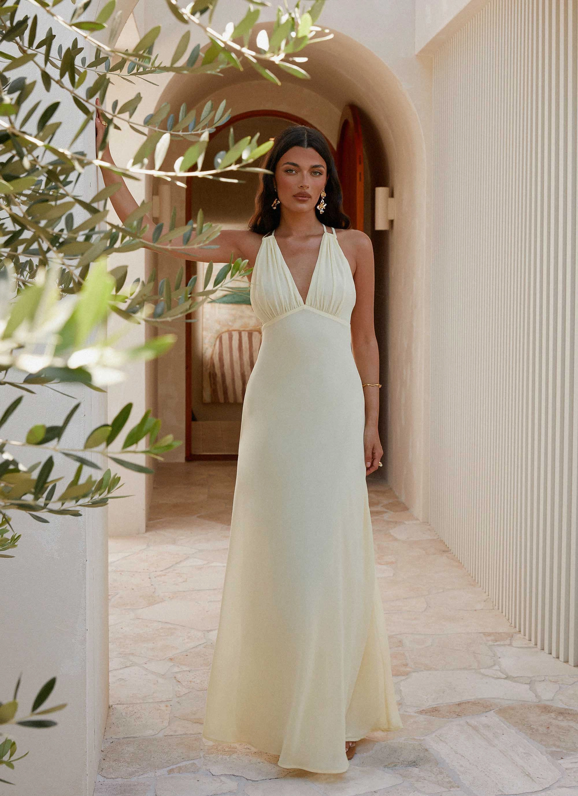 Linen Vibe Kacia Maxi Dress - Lemon