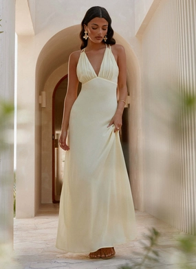 Clean Aesthetic NonIrritatingLining Kacia Maxi Dress - Lemon