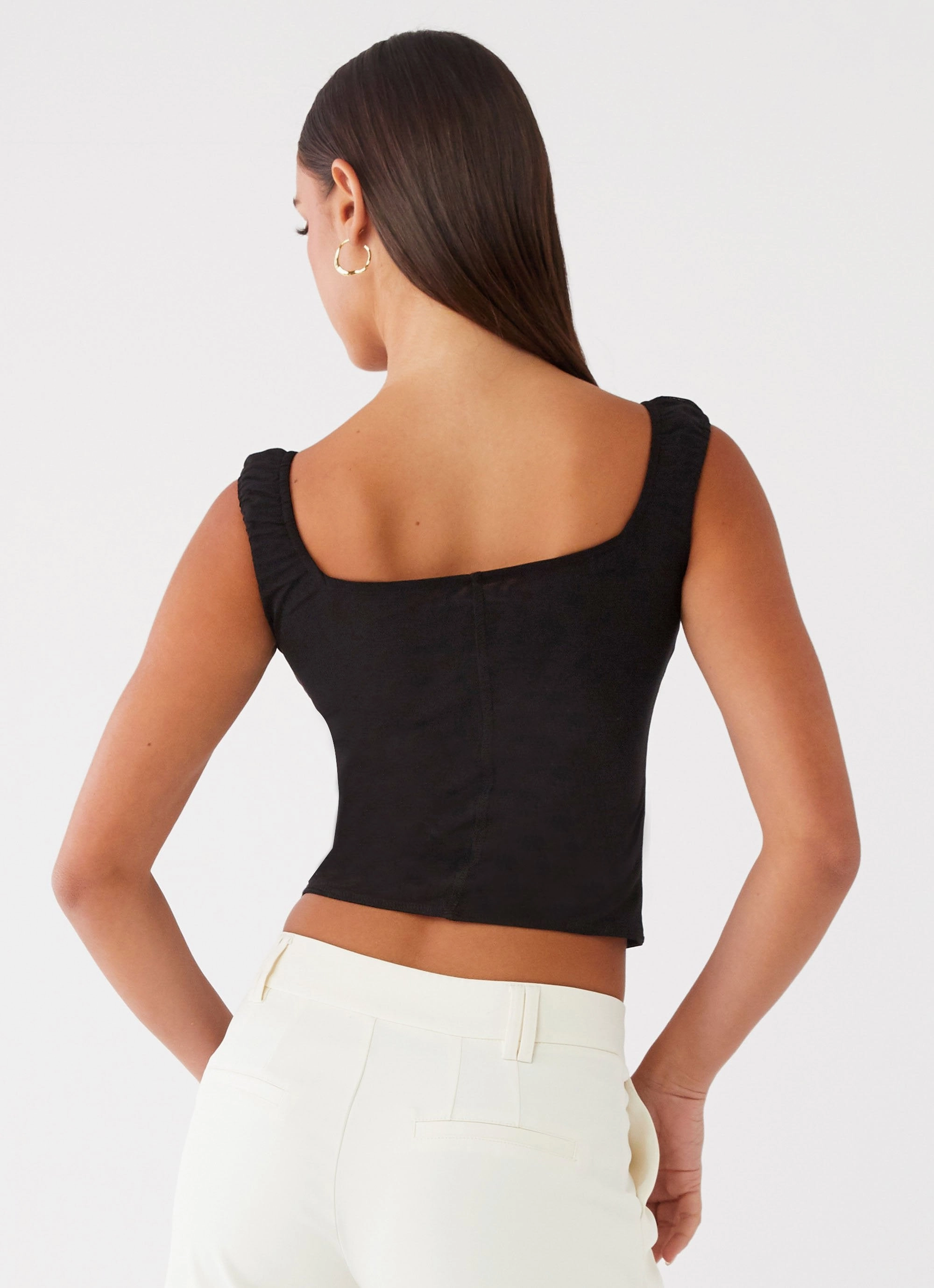 Glow In The Dark Accent Trim Soft Touch Fabric Kaden Top - Black