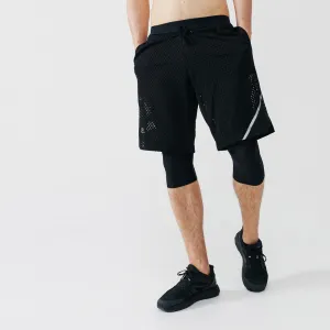 KALENJI DRY  2-IN-1 MEN'S BREATHABLE LONG RUNNING SHORTS