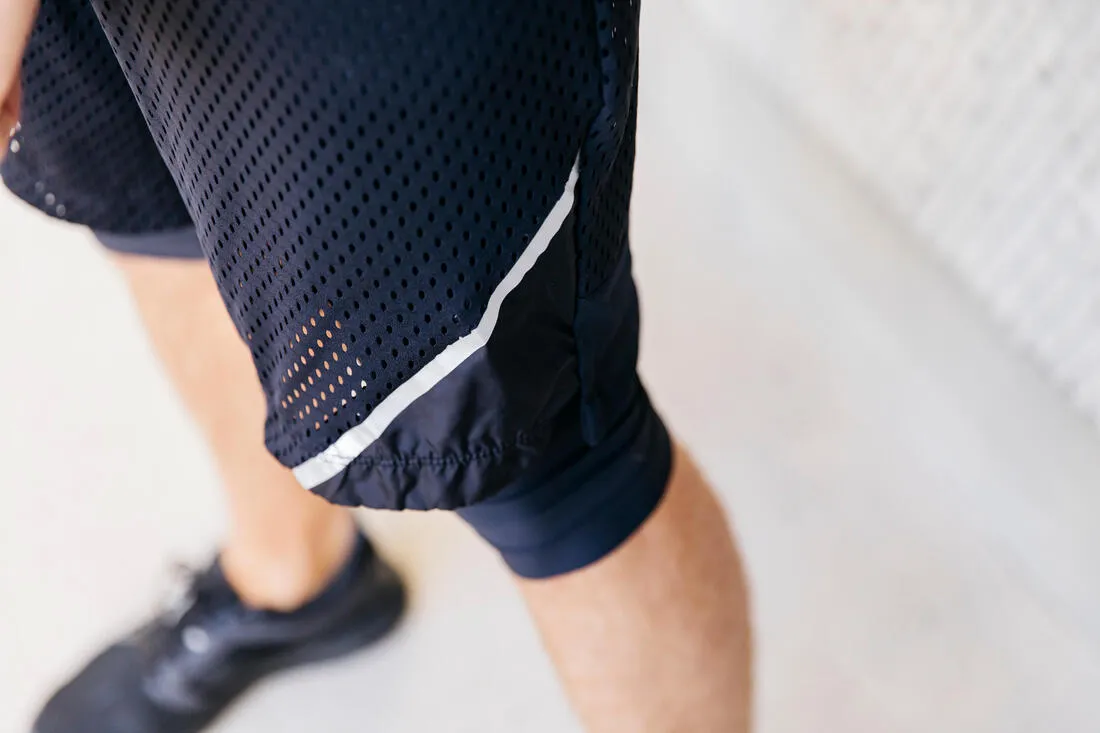 KALENJI DRY  2-IN-1 MEN'S BREATHABLE LONG RUNNING SHORTS