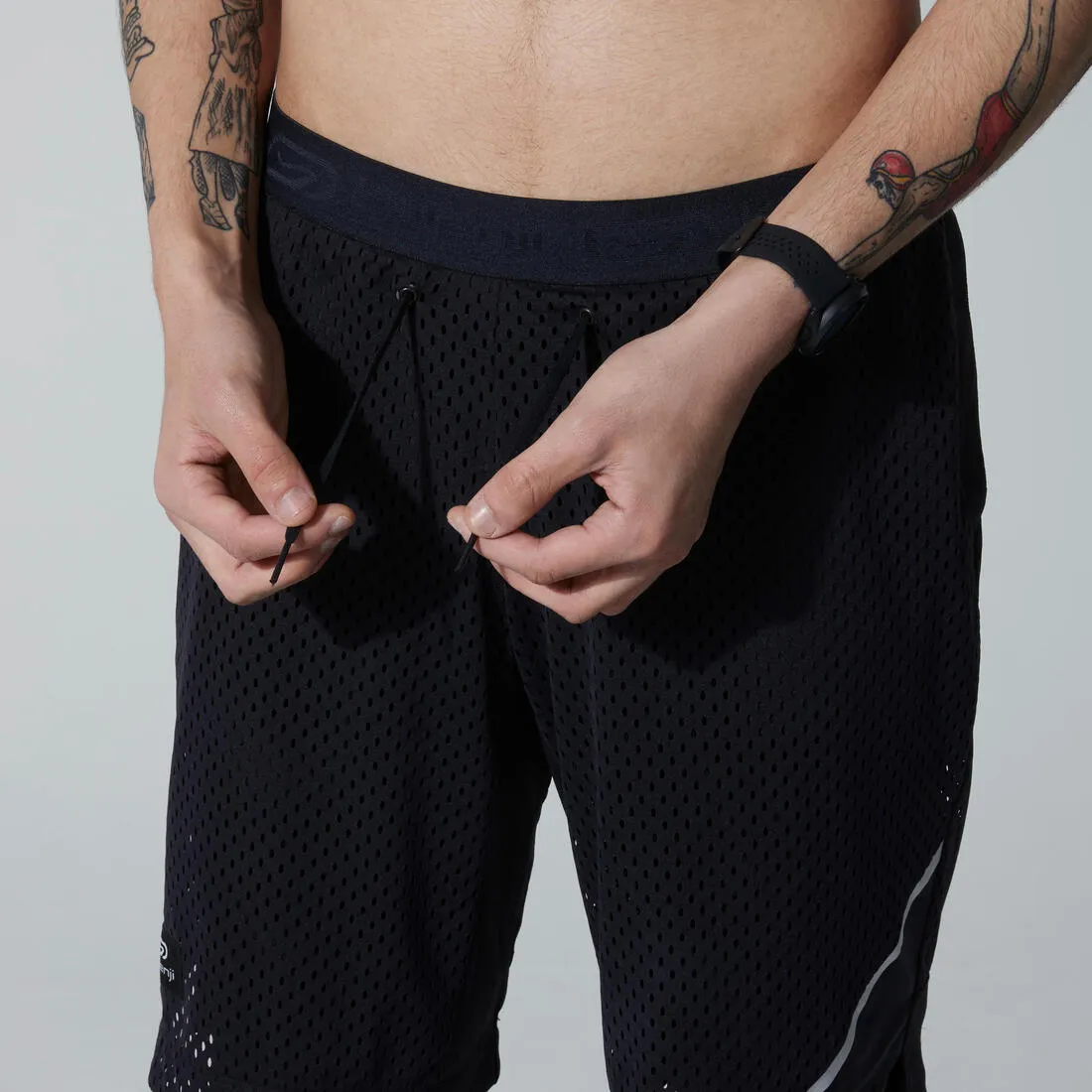 KALENJI DRY  2-IN-1 MEN'S BREATHABLE LONG RUNNING SHORTS