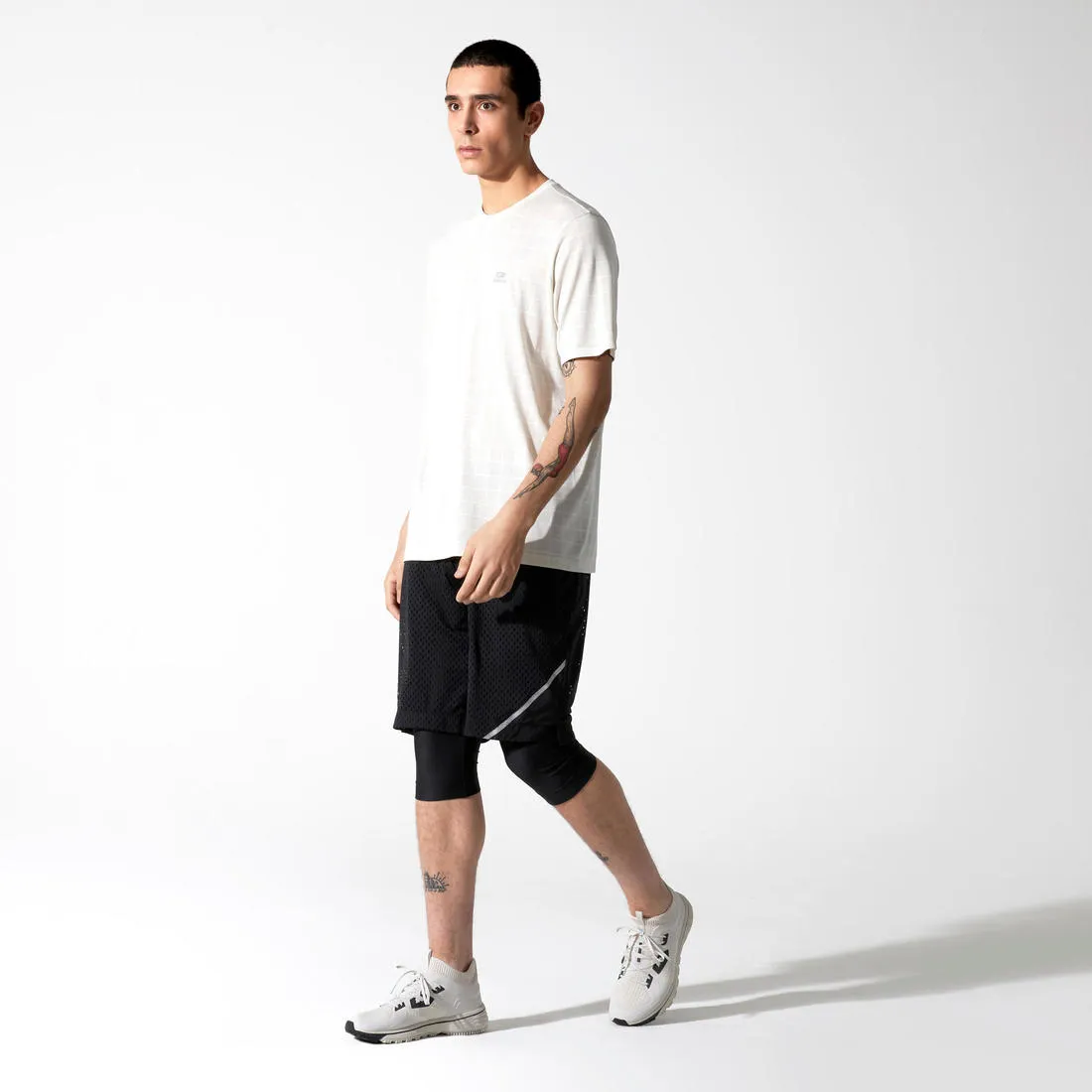 KALENJI DRY  2-IN-1 MEN'S BREATHABLE LONG RUNNING SHORTS