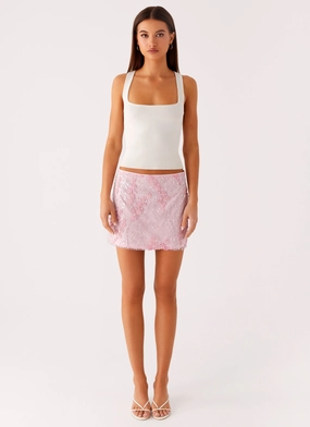 Kandi Mini Skirt - Pink ElasticWaistband