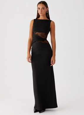 Soft Touch Flowing Design Karma Maxi Dress - Black