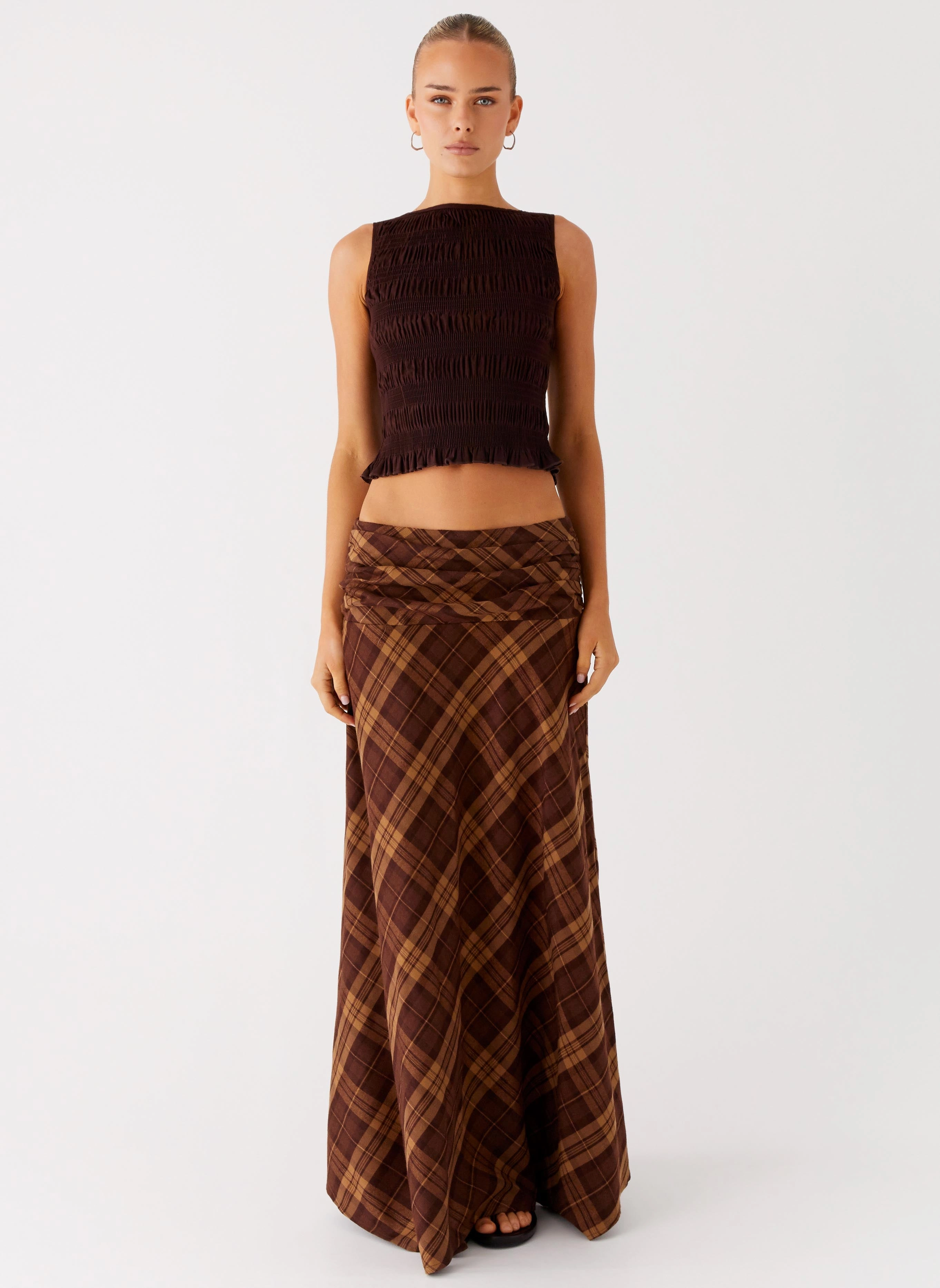 Minimal Vibe Flared bottom Karolina Maxi Skirt - Plaid