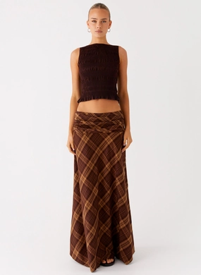 Minimal Vibe Flared bottom Karolina Maxi Skirt - Plaid