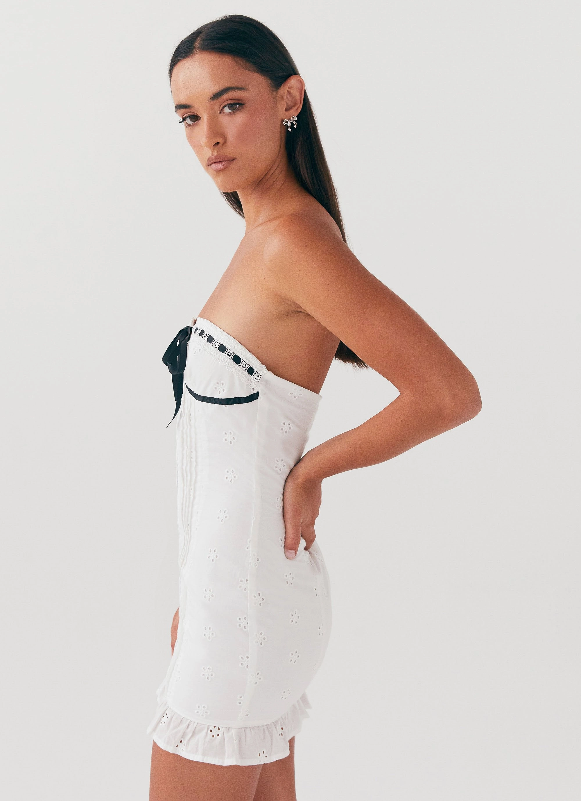 Premium Fabric Katana Mini Dress - White