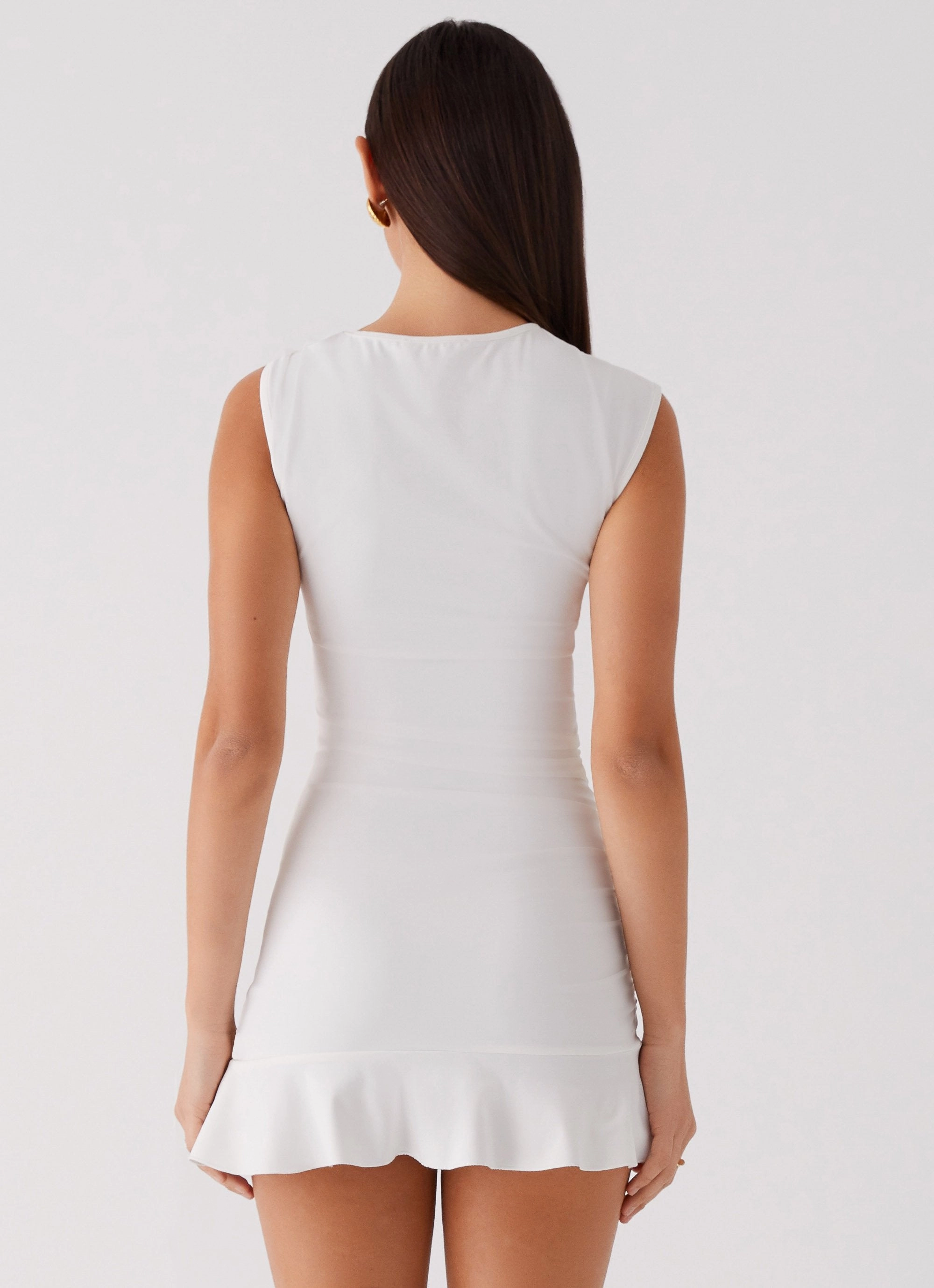 Practical-Style Katy Frill Mini Dress - Ivory