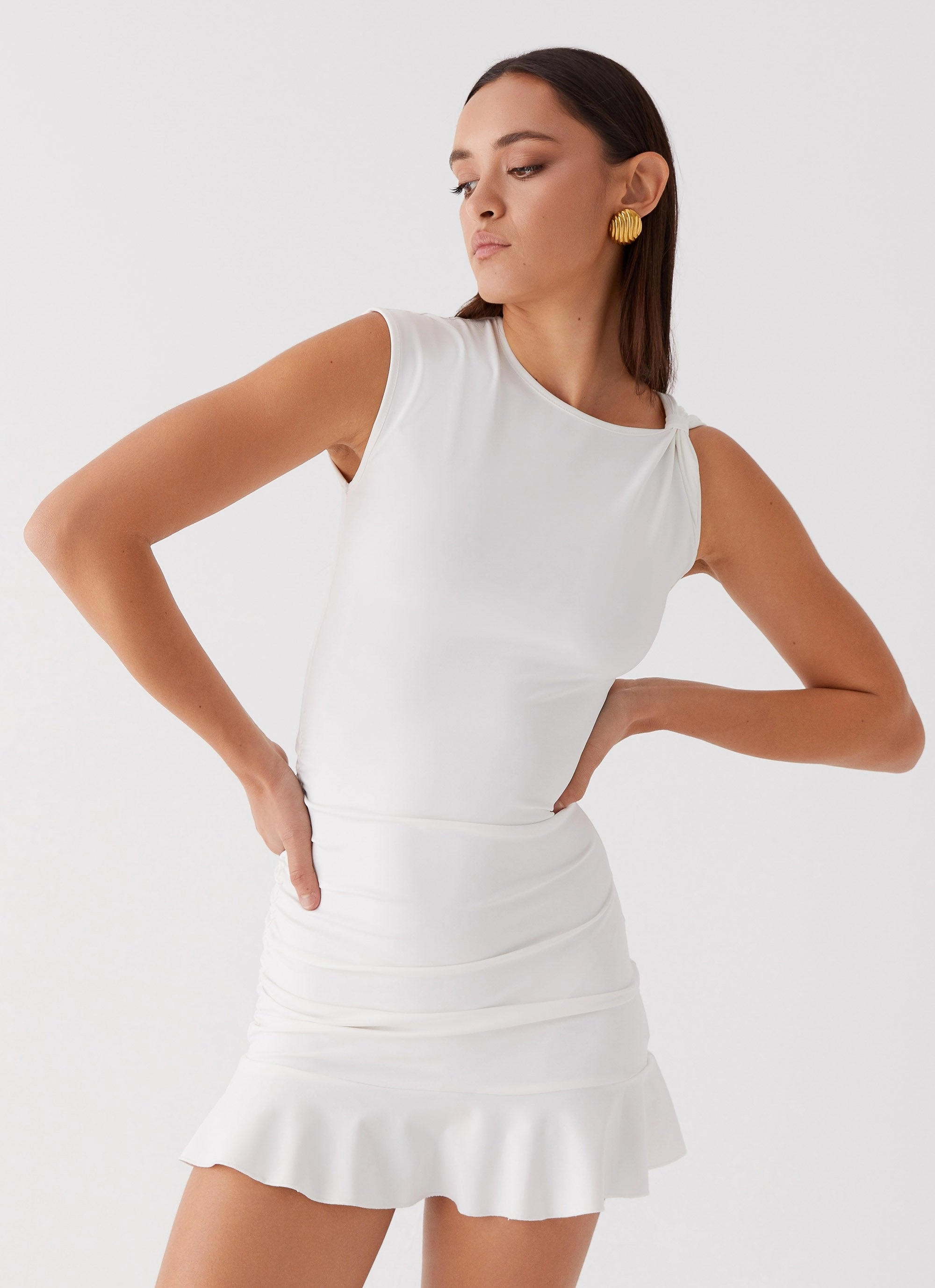 Beachwear Perfectly Fitted Katy Frill Mini Dress - Ivory