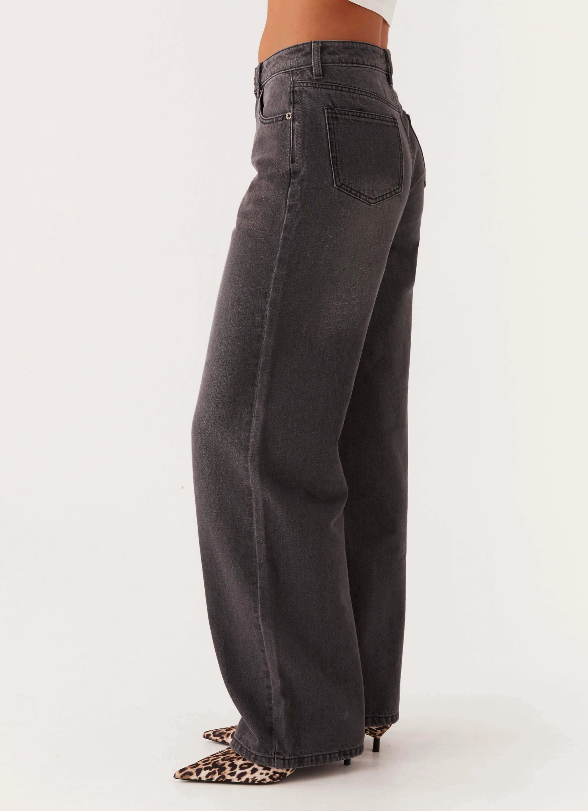 EcoFriendlyMaterials Keanna Low Rise Denim Jeans - Charcoal
