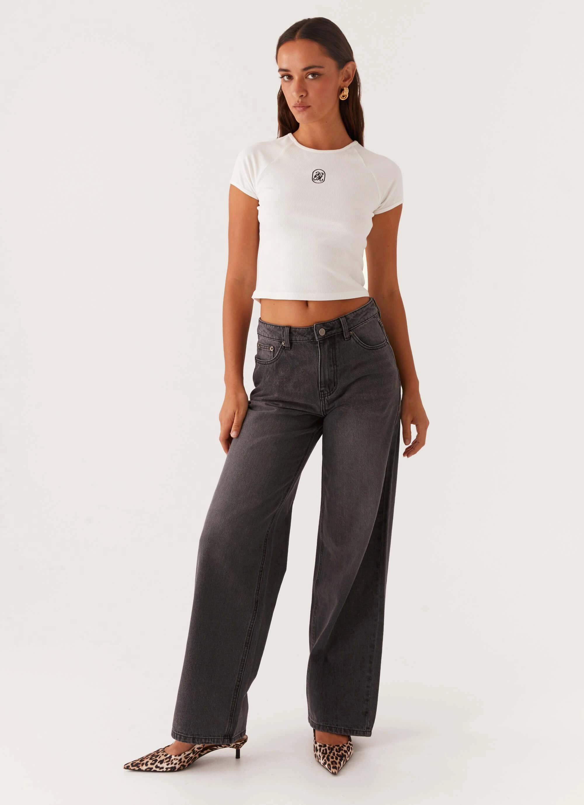 Rugged Comfort Keanna Low Rise Denim Jeans - Charcoal