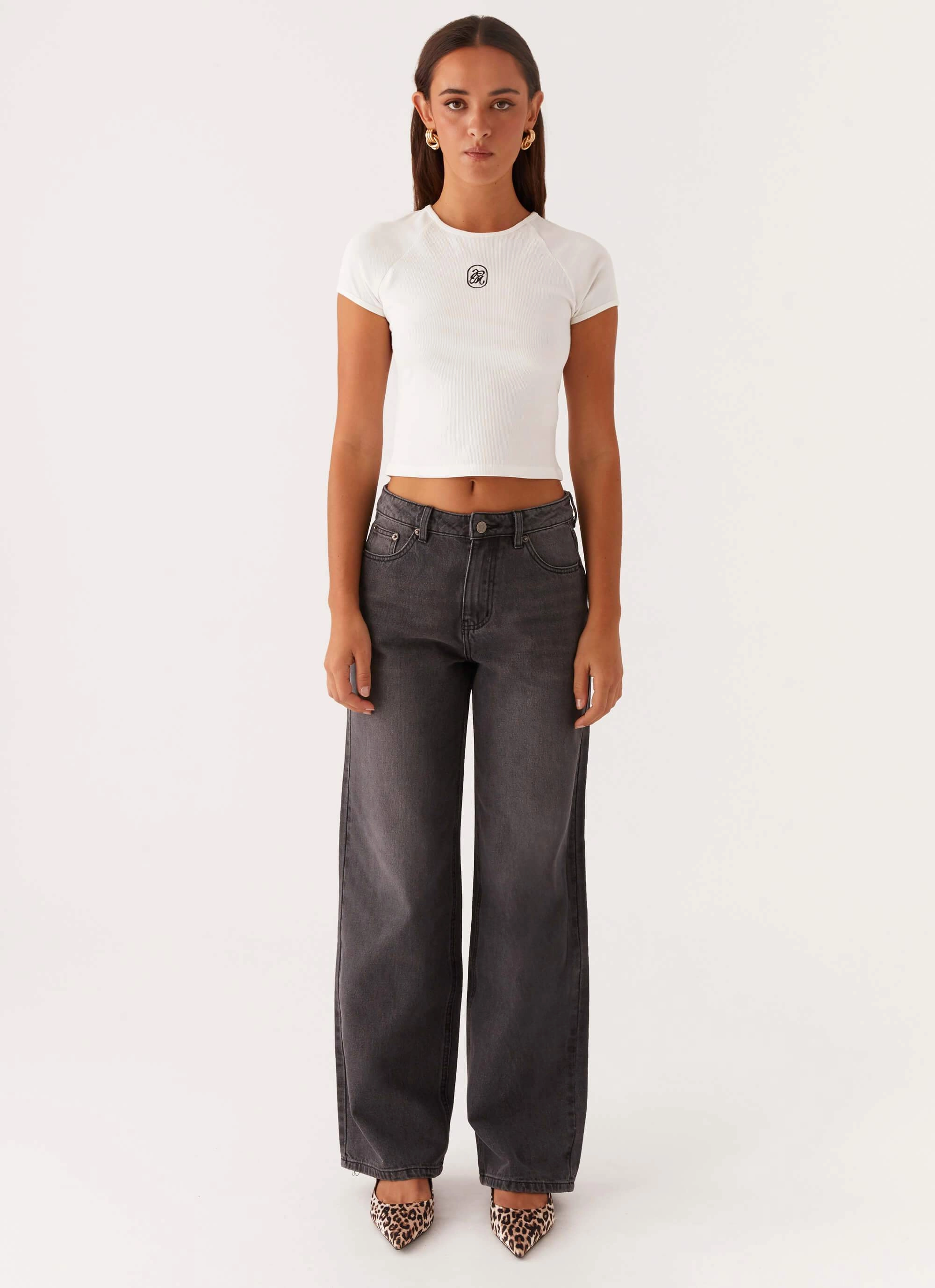 Keanna Low Rise Denim Jeans - Charcoal Breathable Style WrinkleFreeFinish