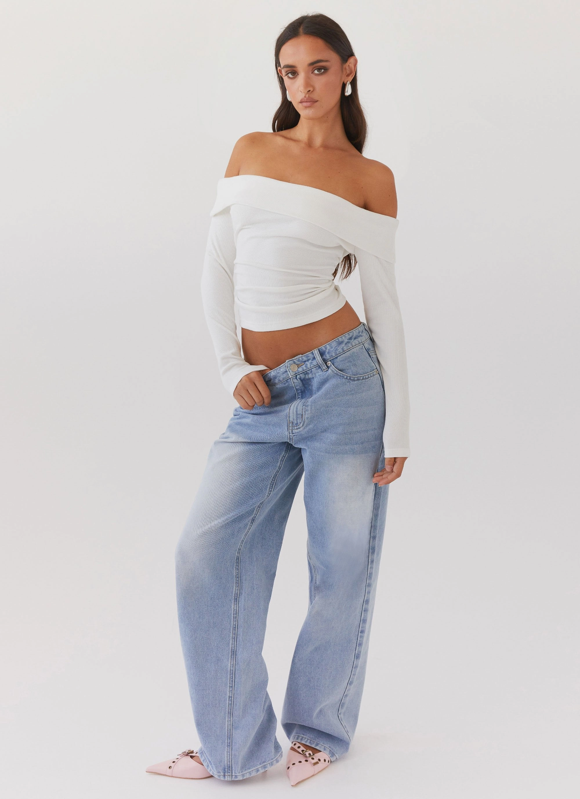Warm design DurablePolyester Keanna Low Rise Denim Jeans - Light Blue