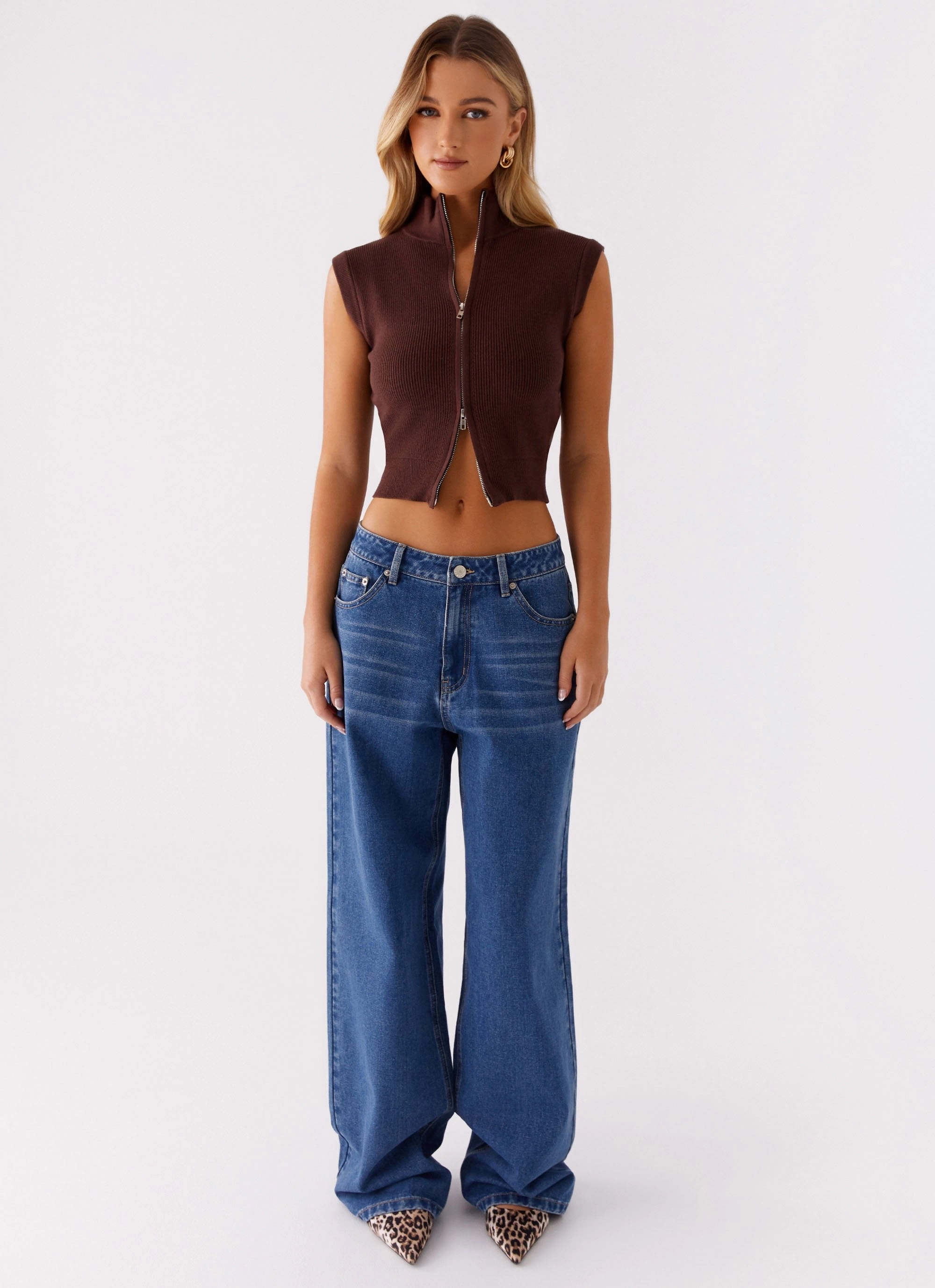 Keegan Knit Vest - Chocolate UV Protection Enhanced High Collar Design