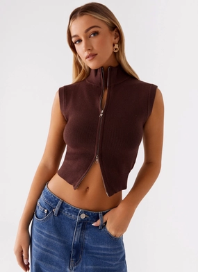 Keegan Knit Vest - Chocolate FadeResistant Dye Soft Brushed Finish