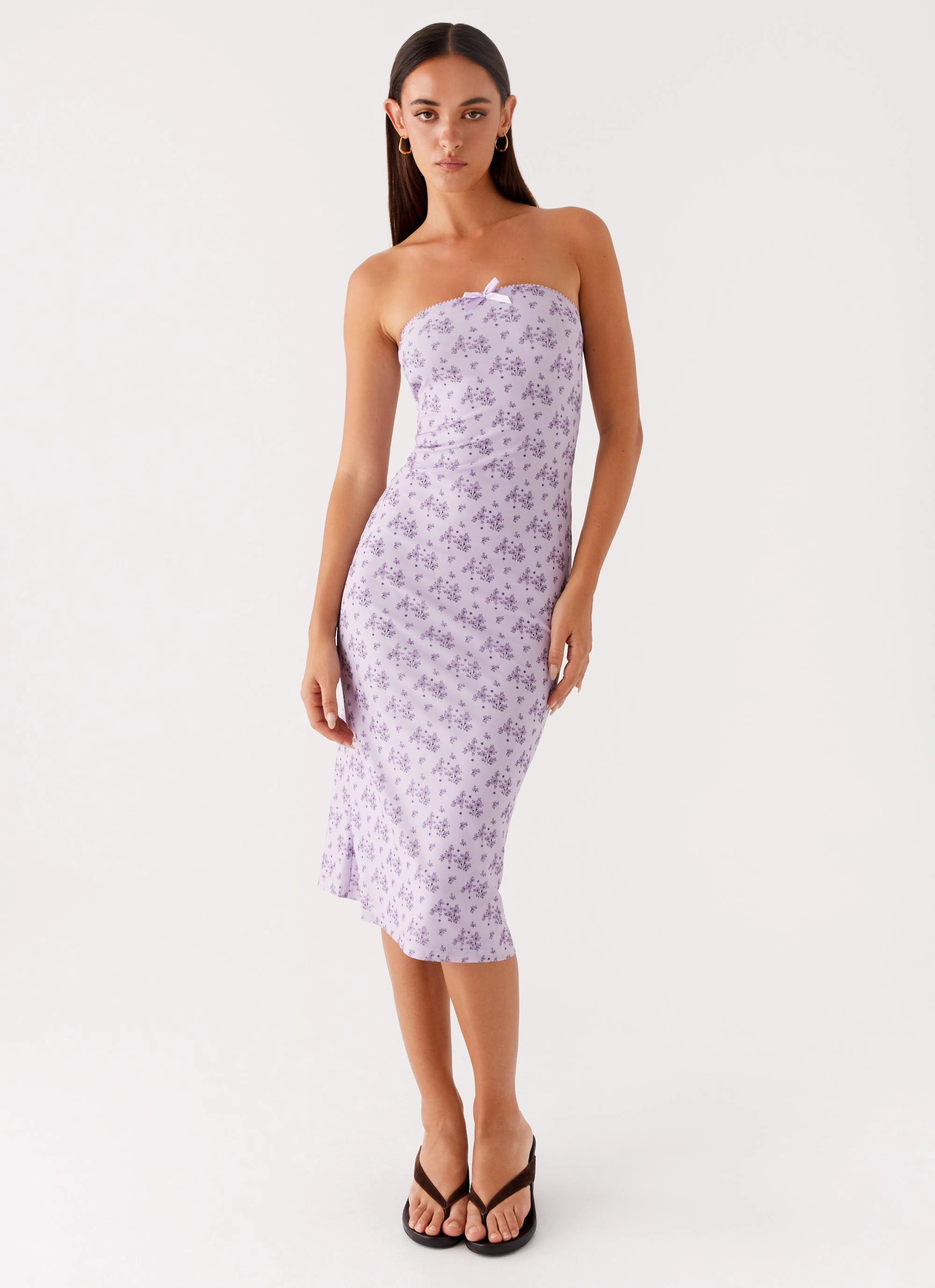 Keila Strapless Midi Dress - Lavender Meadow Minimal Design