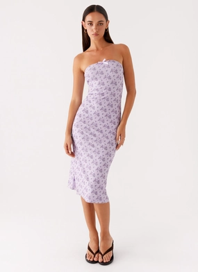 Keila Strapless Midi Dress - Lavender Meadow Minimal Design