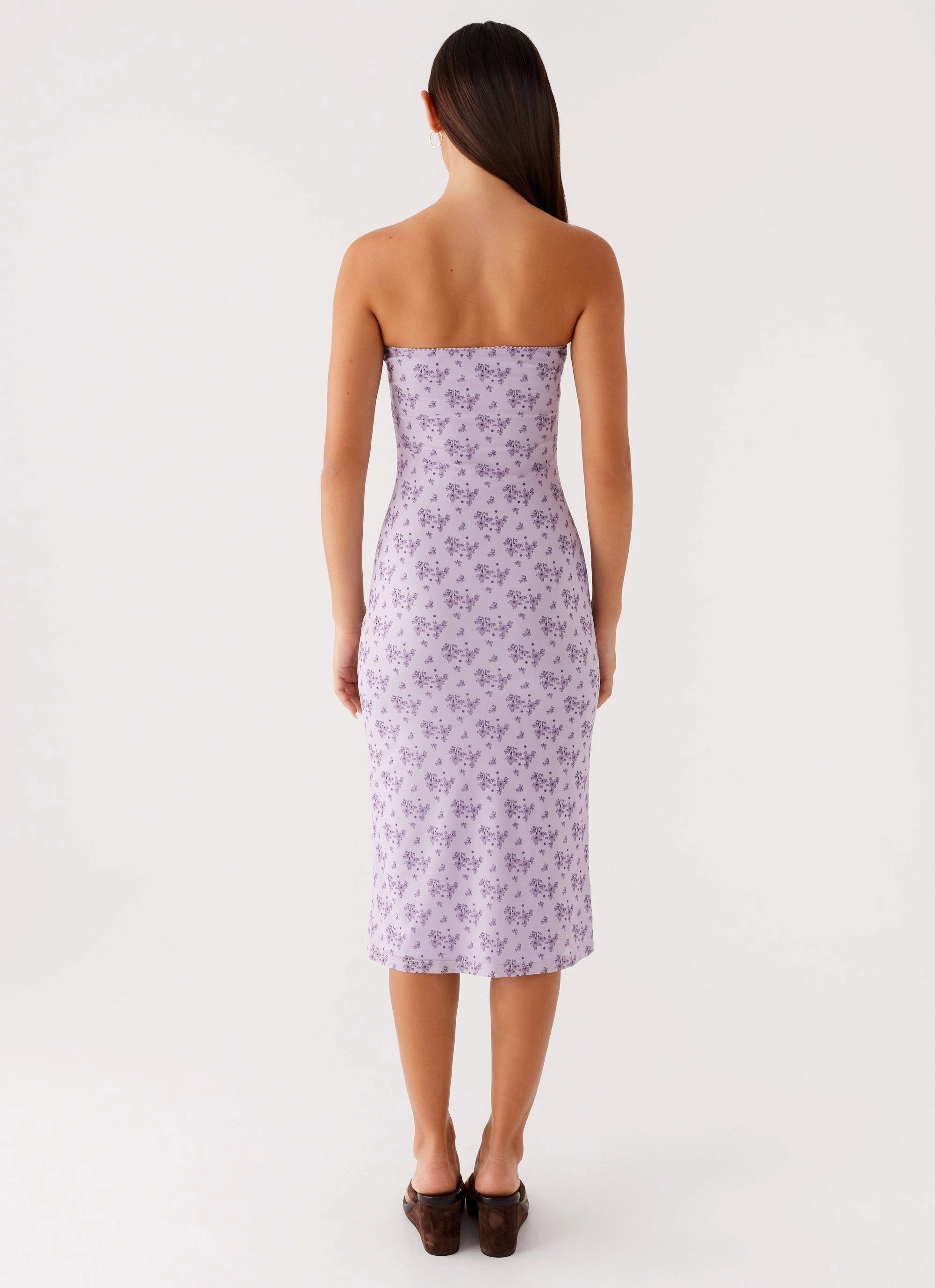 Keila Strapless Midi Dress - Lavender Meadow Neutral Look Dreamy Touch