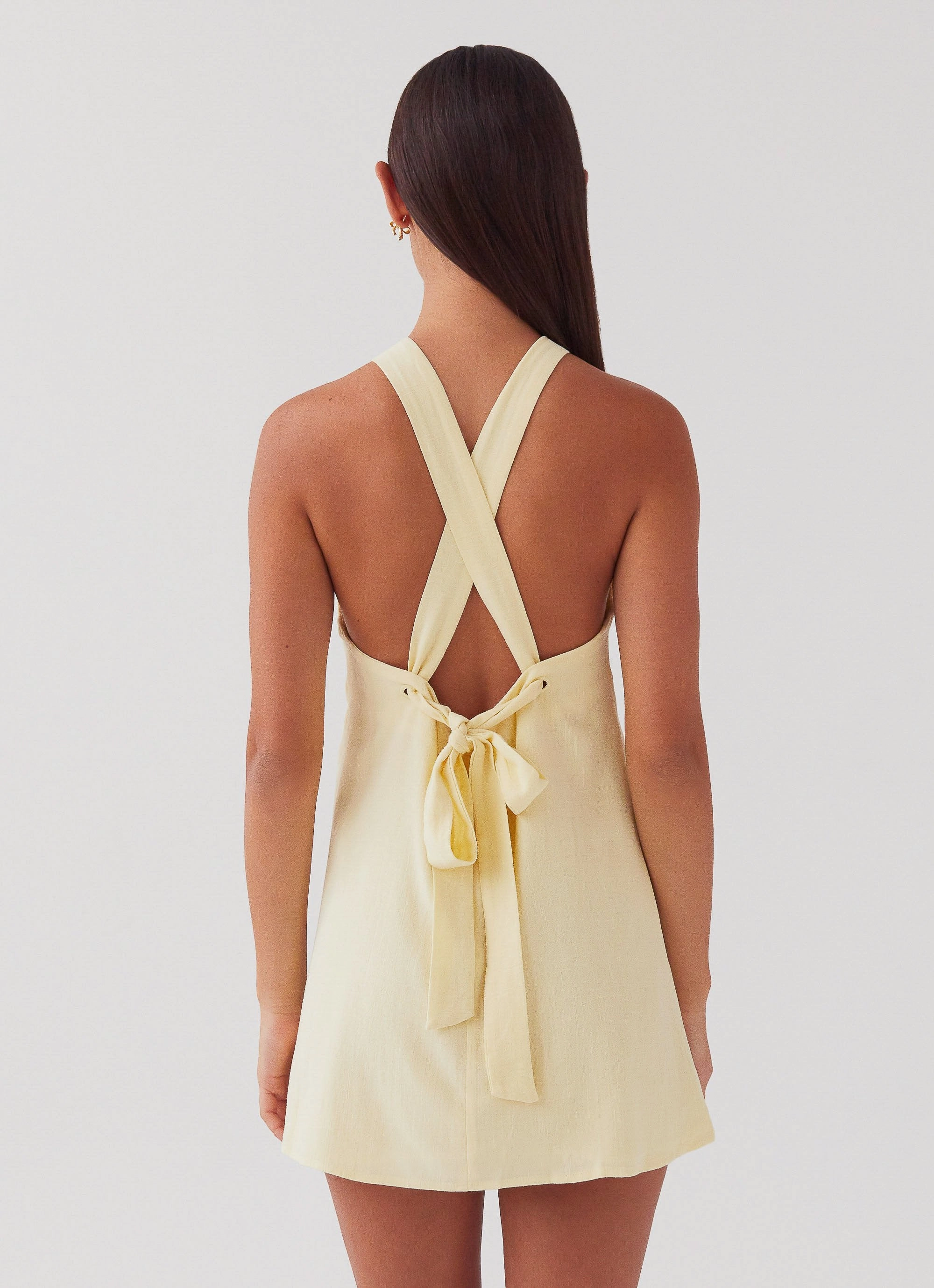 Breathable Perfect Style Wear Keira Linen Mini Dress - Lemon