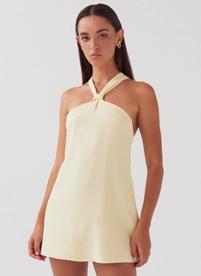Keira Linen Mini Dress - Lemon Fit Mood
