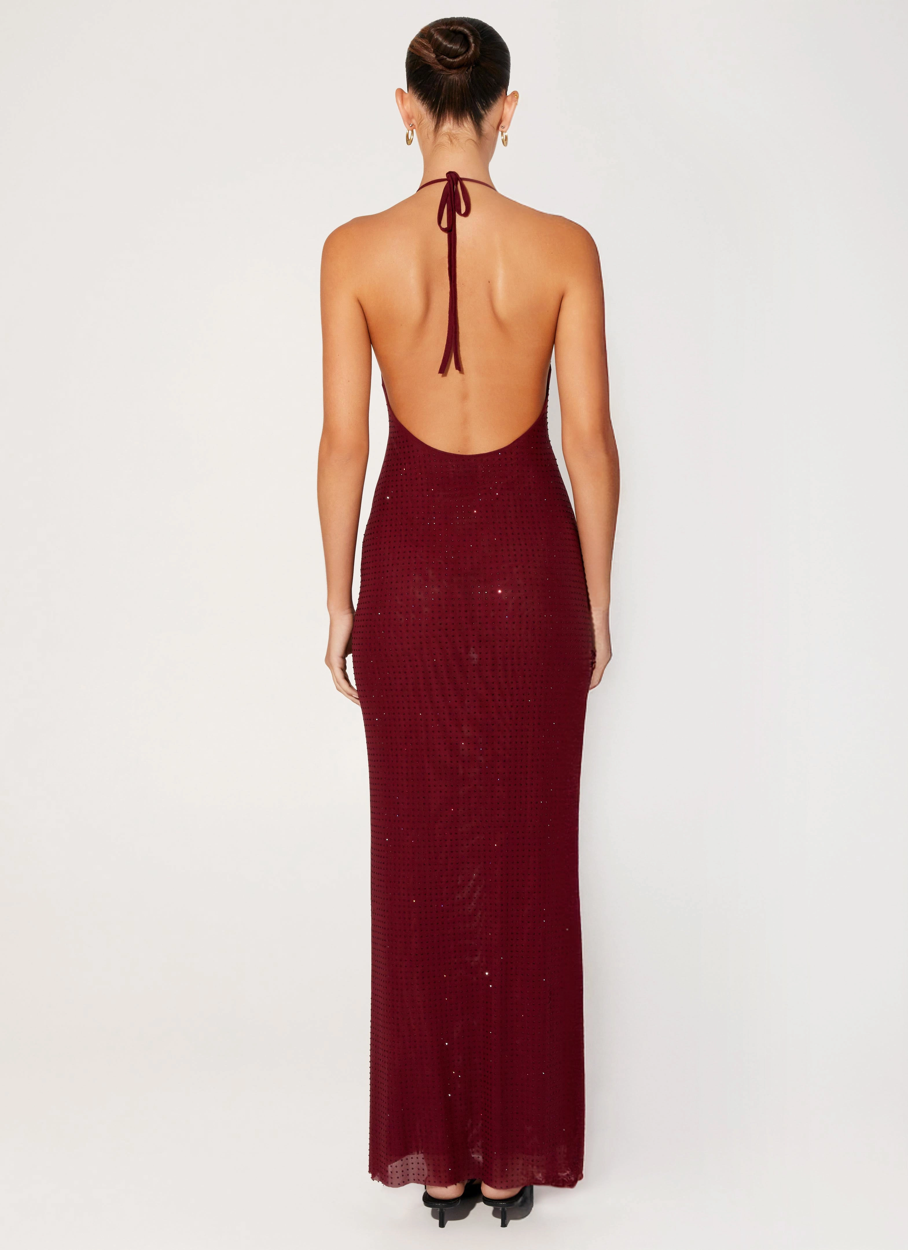 Cool Simplicity Inner Smile Keliese Beaded Maxi Dress - Burgundy
