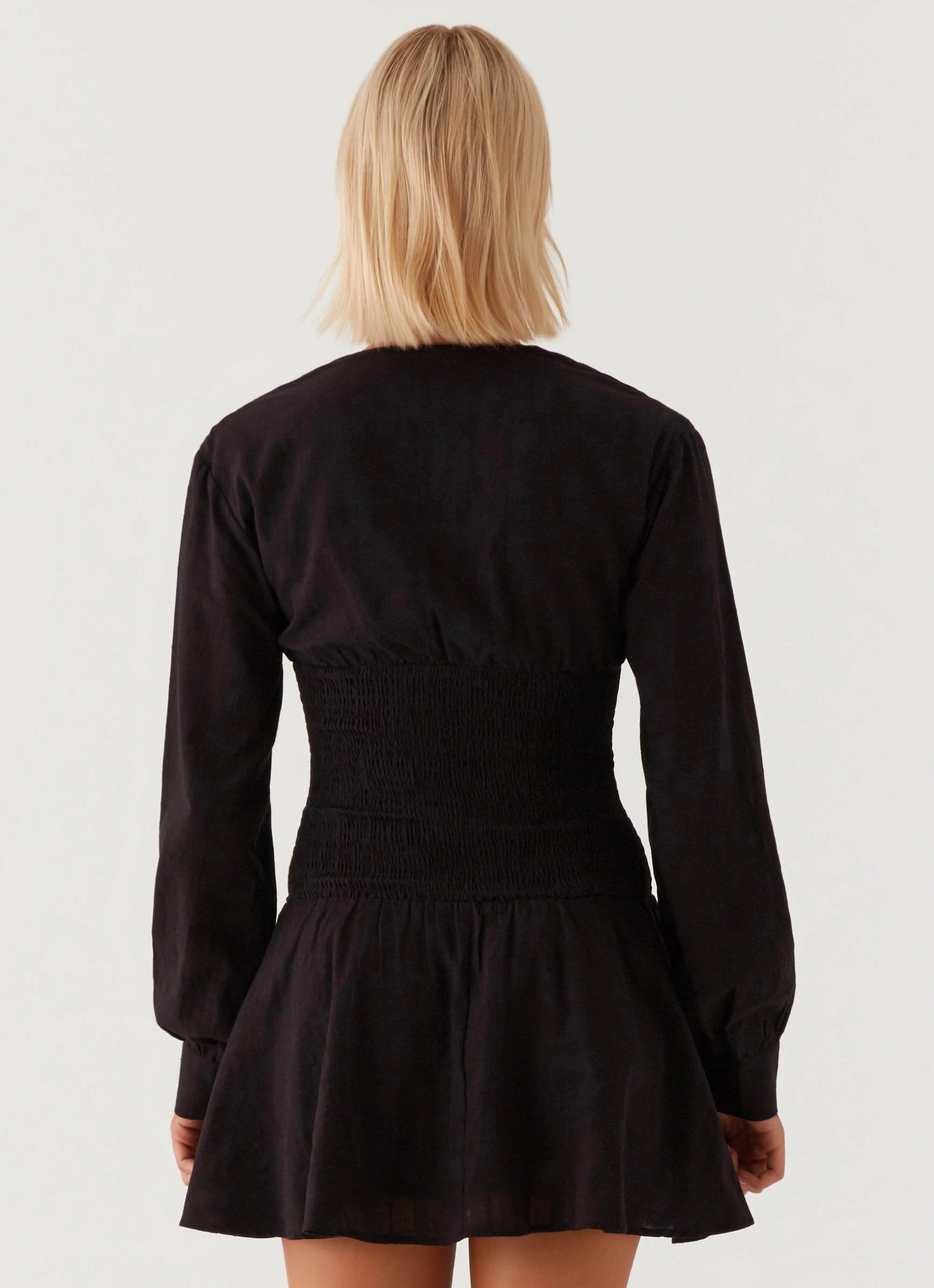 Kenzo Long Sleeve Mini Dress - Black Premium Fabric