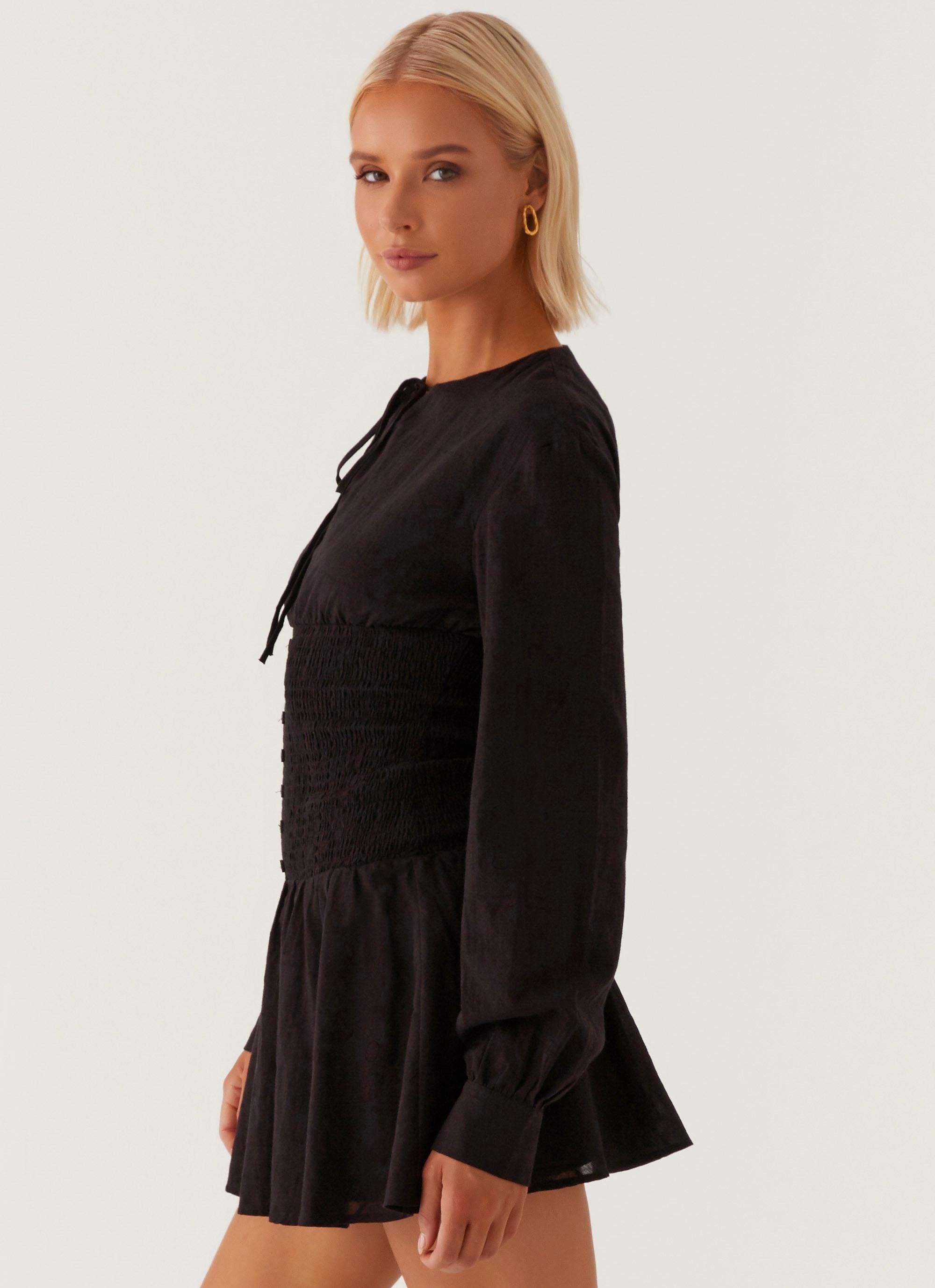Flawless Construction Kenzo Long Sleeve Mini Dress - Black