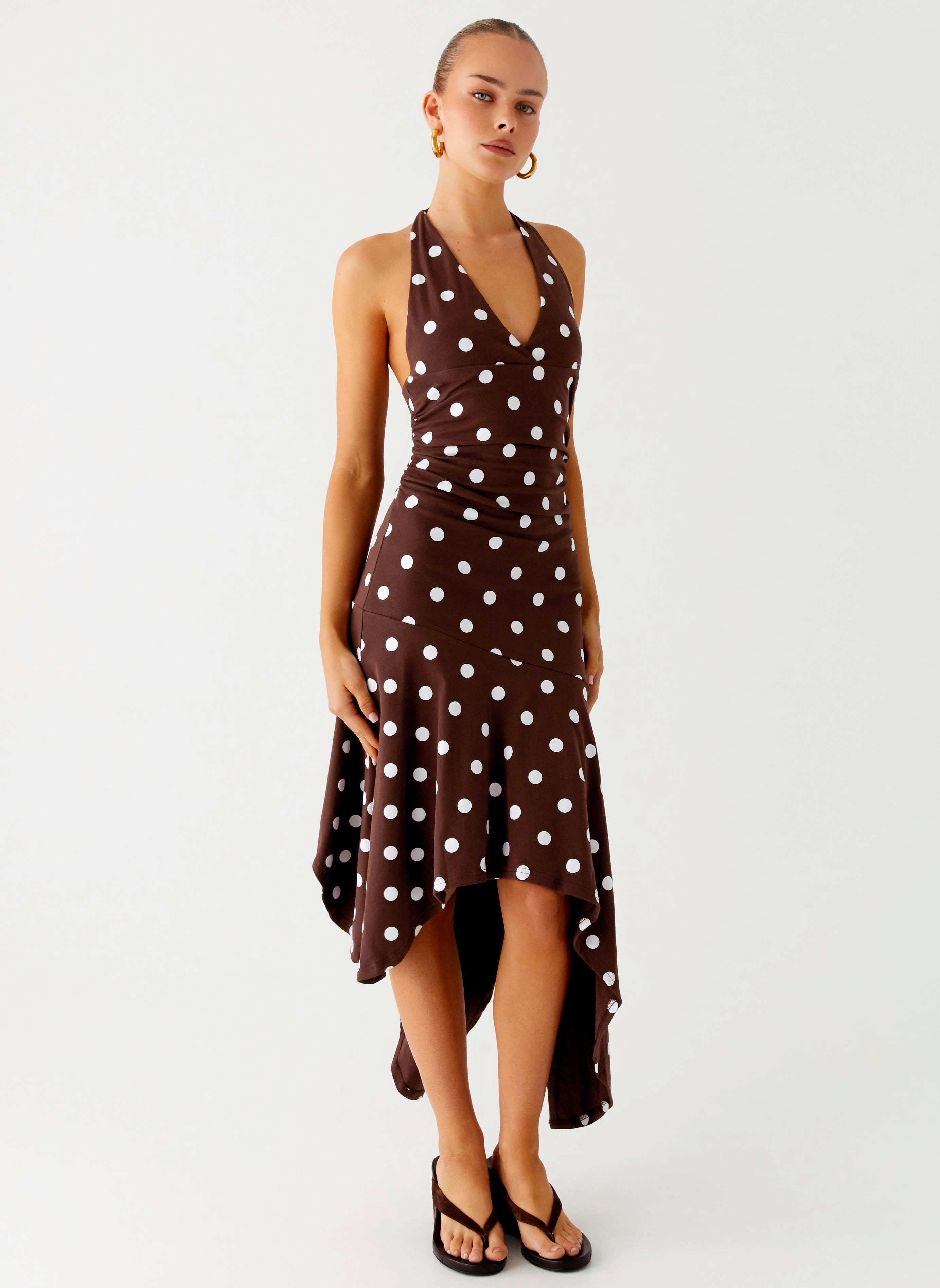 Keylani Halter Midi Dress - Chocolate Skin Hug