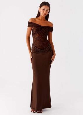 Either Way Maxi Dress - Chocolate flattering appearance Sharp Detail