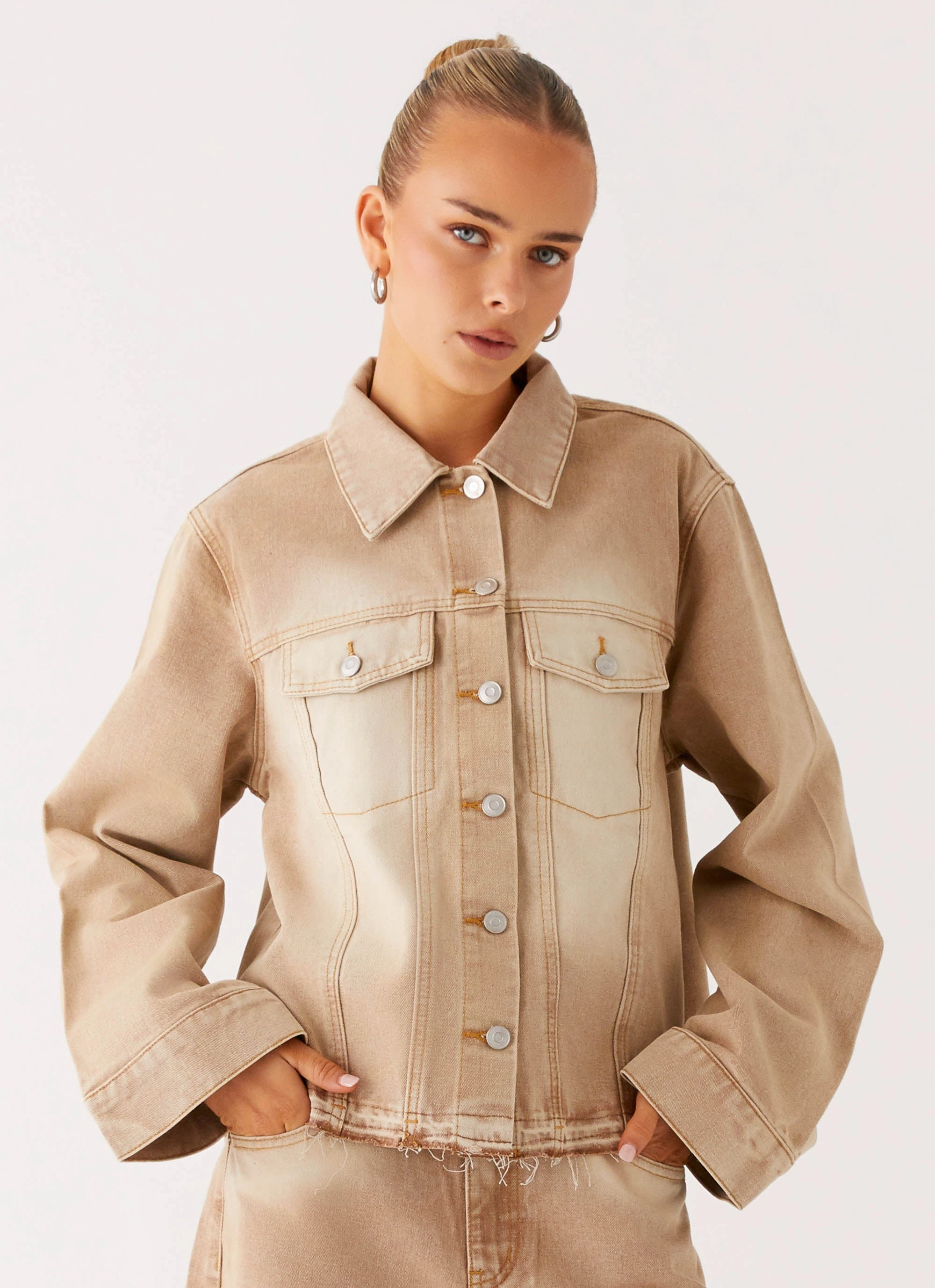 Secure Closure System Khalil Denim Jacket - Tan
